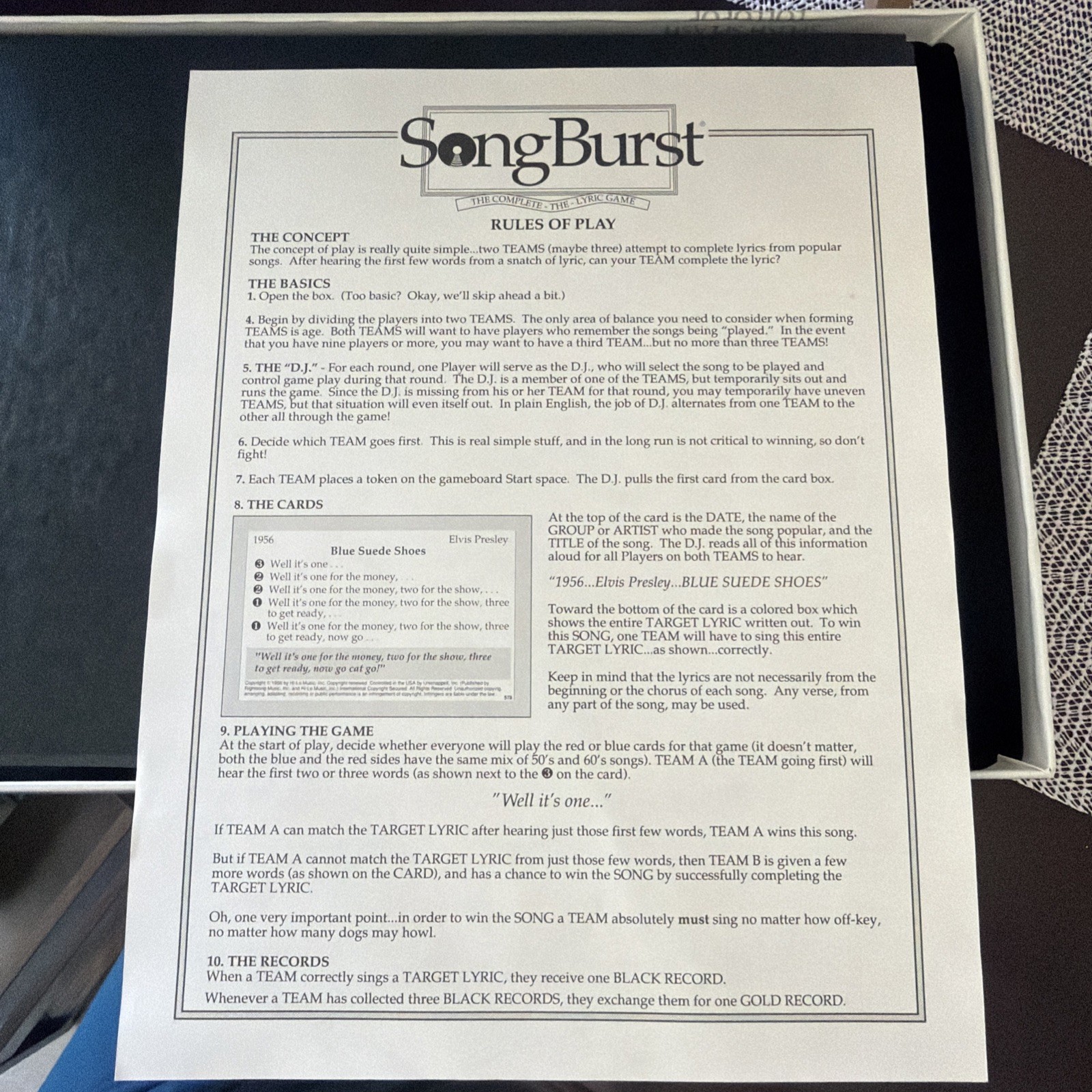 SongBurst Complete-The-Lyric Game 50’s/60’s Edition Music Trivia Complete