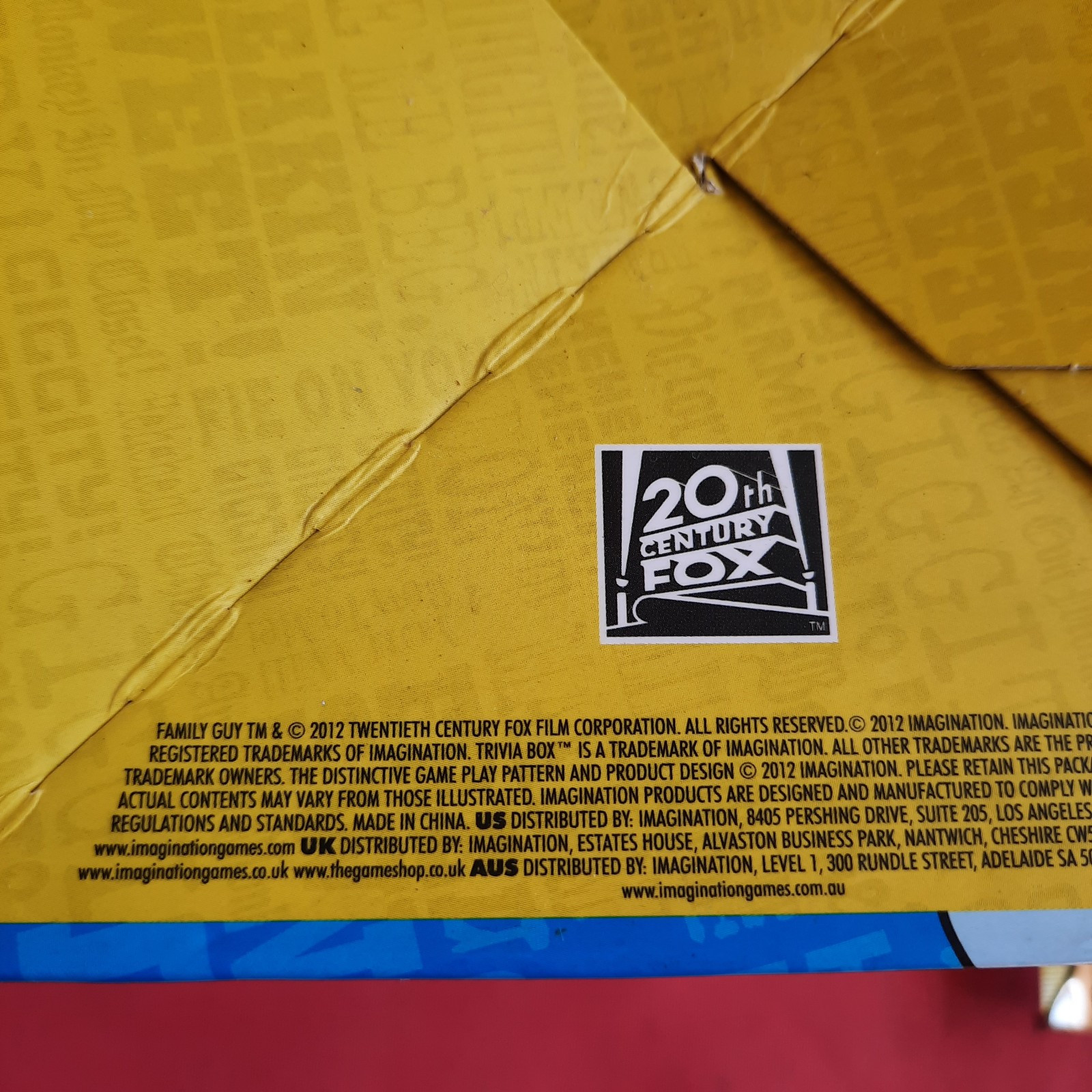 2012 Family Guy Trivia Box Official Game with Trivia Question Character Cards