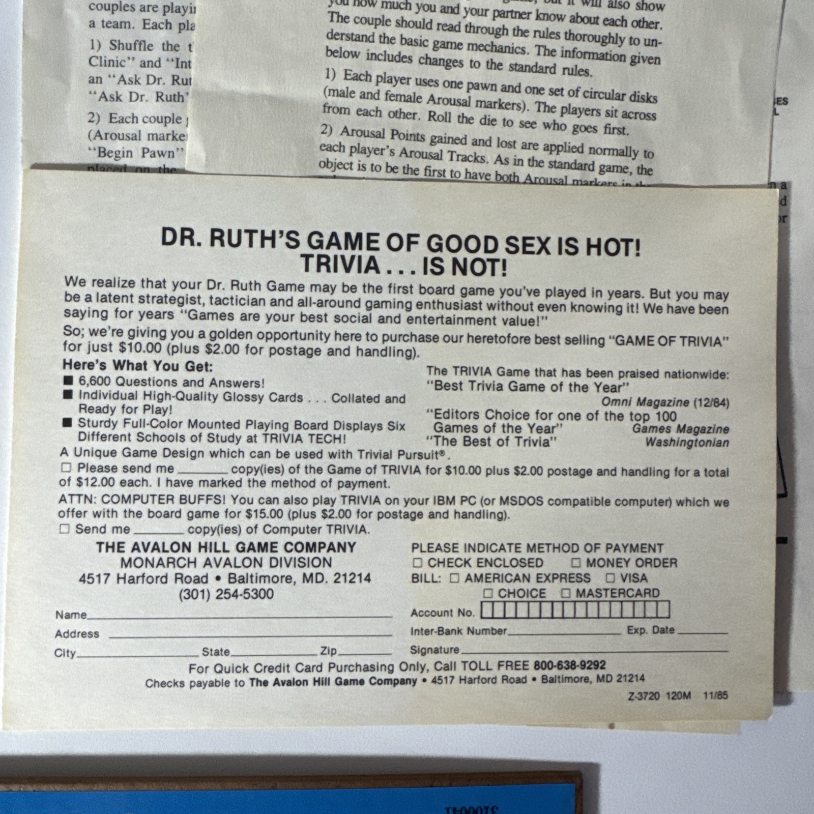 Vintage Dr Ruth’s Game of Good Sex By Victory Games – 1985 Edition – Complete!