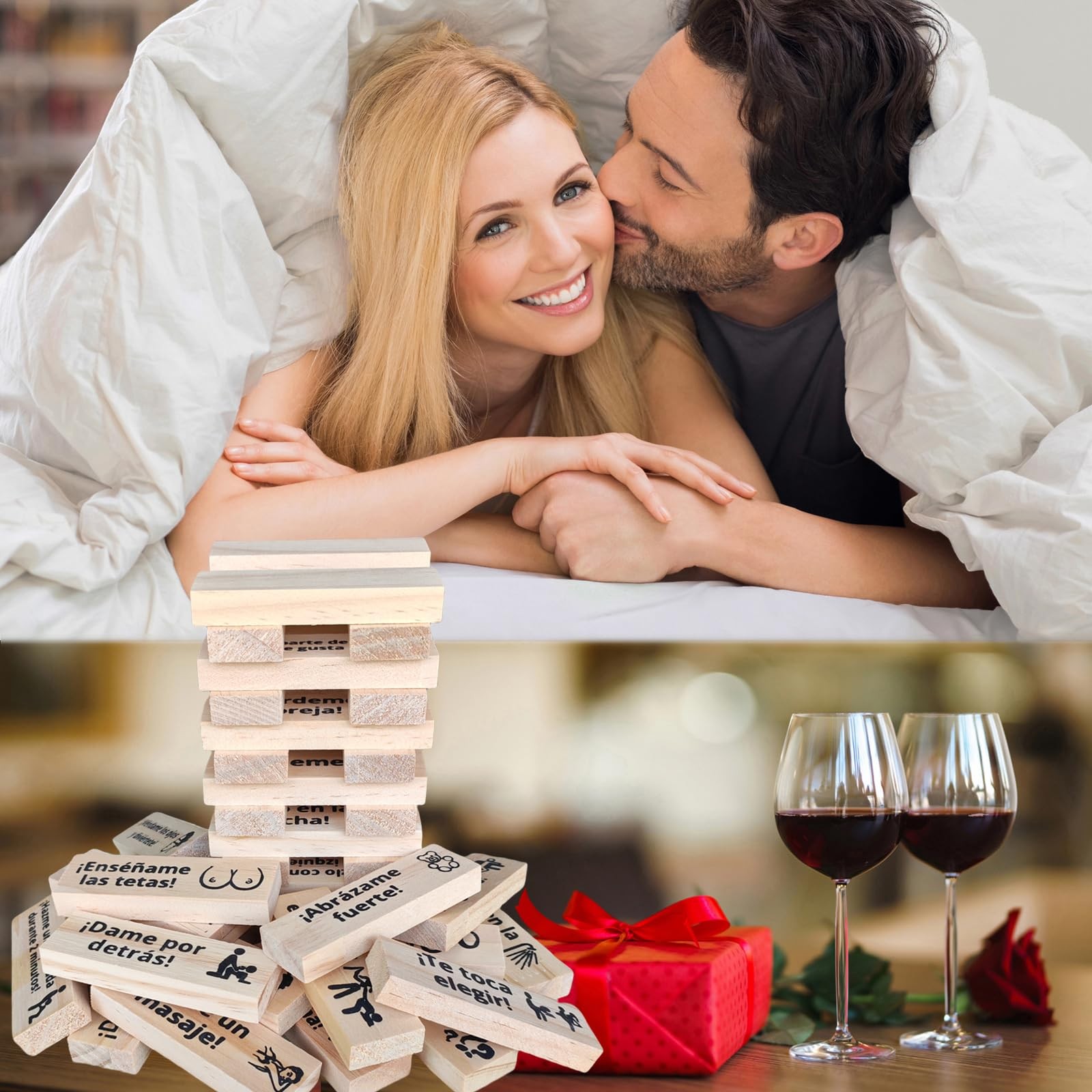 Spanish Blocks Tower Game 48 Pcs for Adult Couples – Fun Stacking