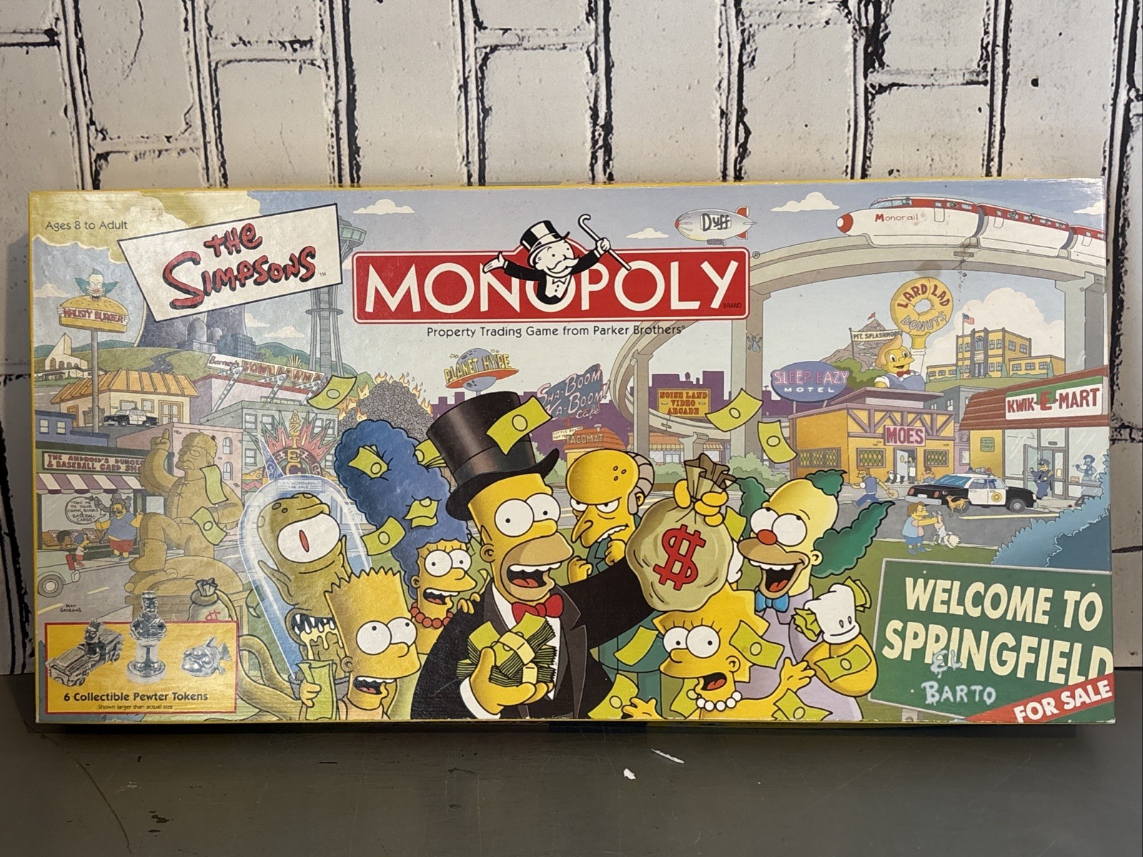 Hasbro Monopoly The Simpsons Edition Board Game Near Complete 2001 Pewter Bart