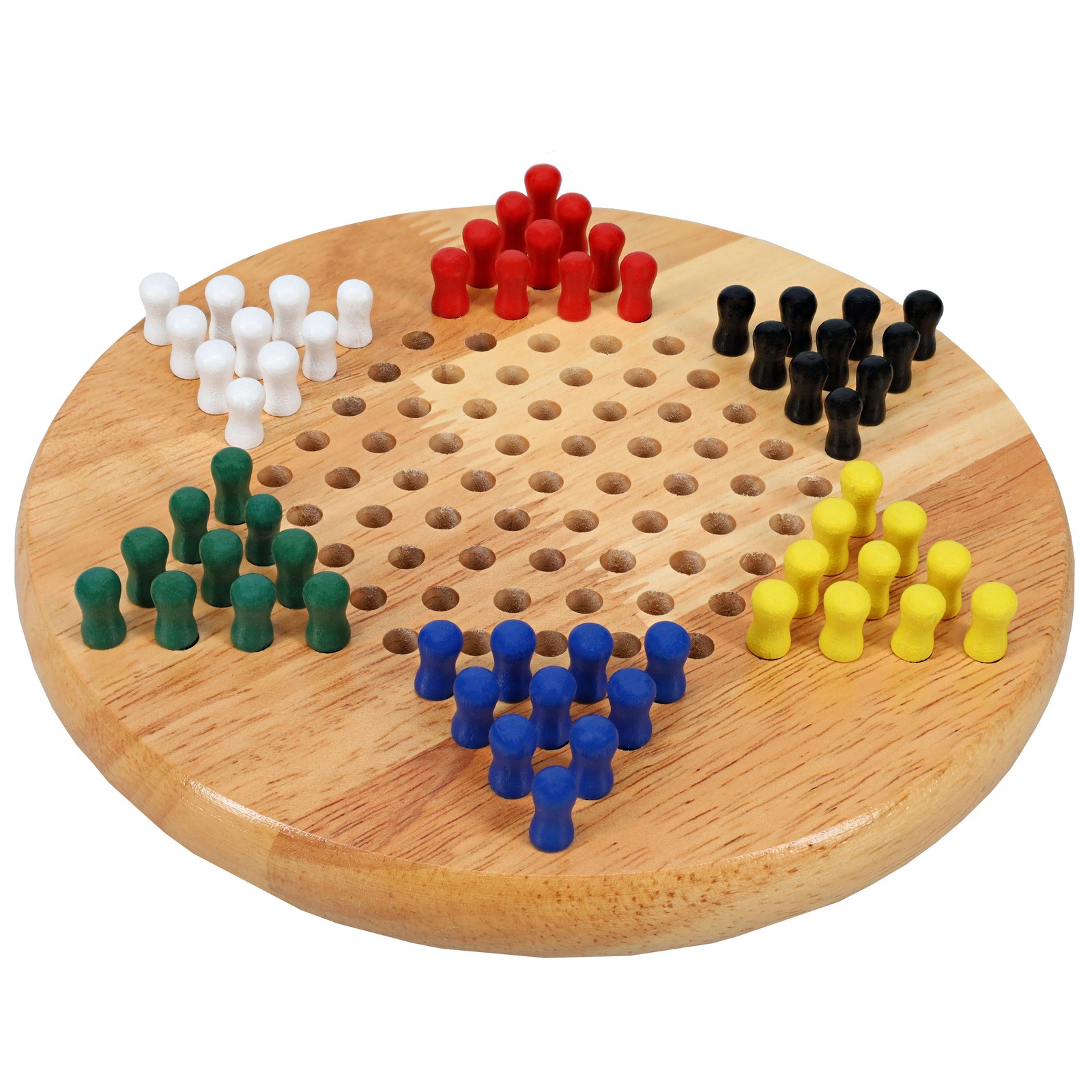 WE Games Chinese Checkers with Pegs – Solid Wood Travel Size – 7 in.
