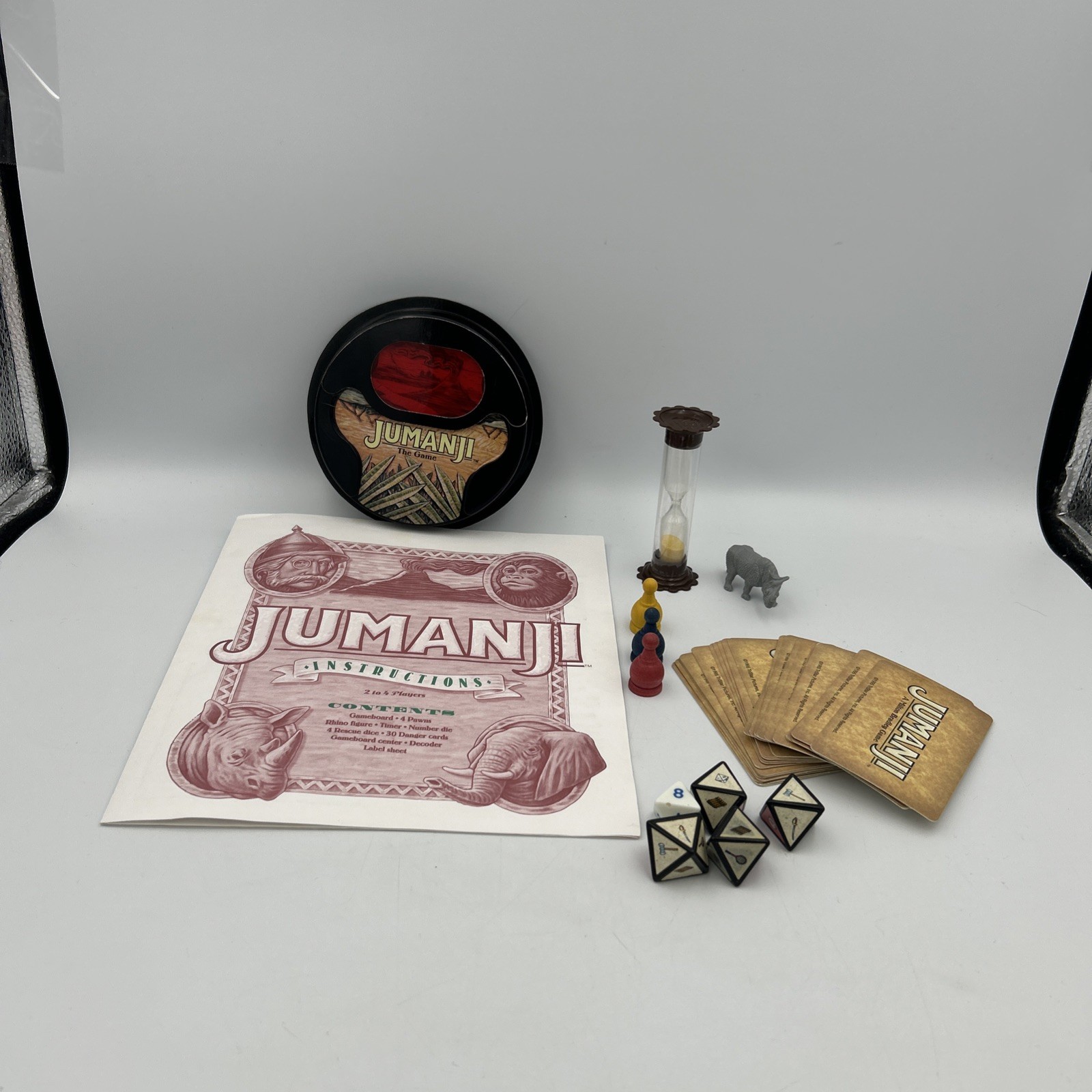 Vtg 1995 Jumanji Board Game Replacement Pieces Timer Dice Cards Pawns Decoder