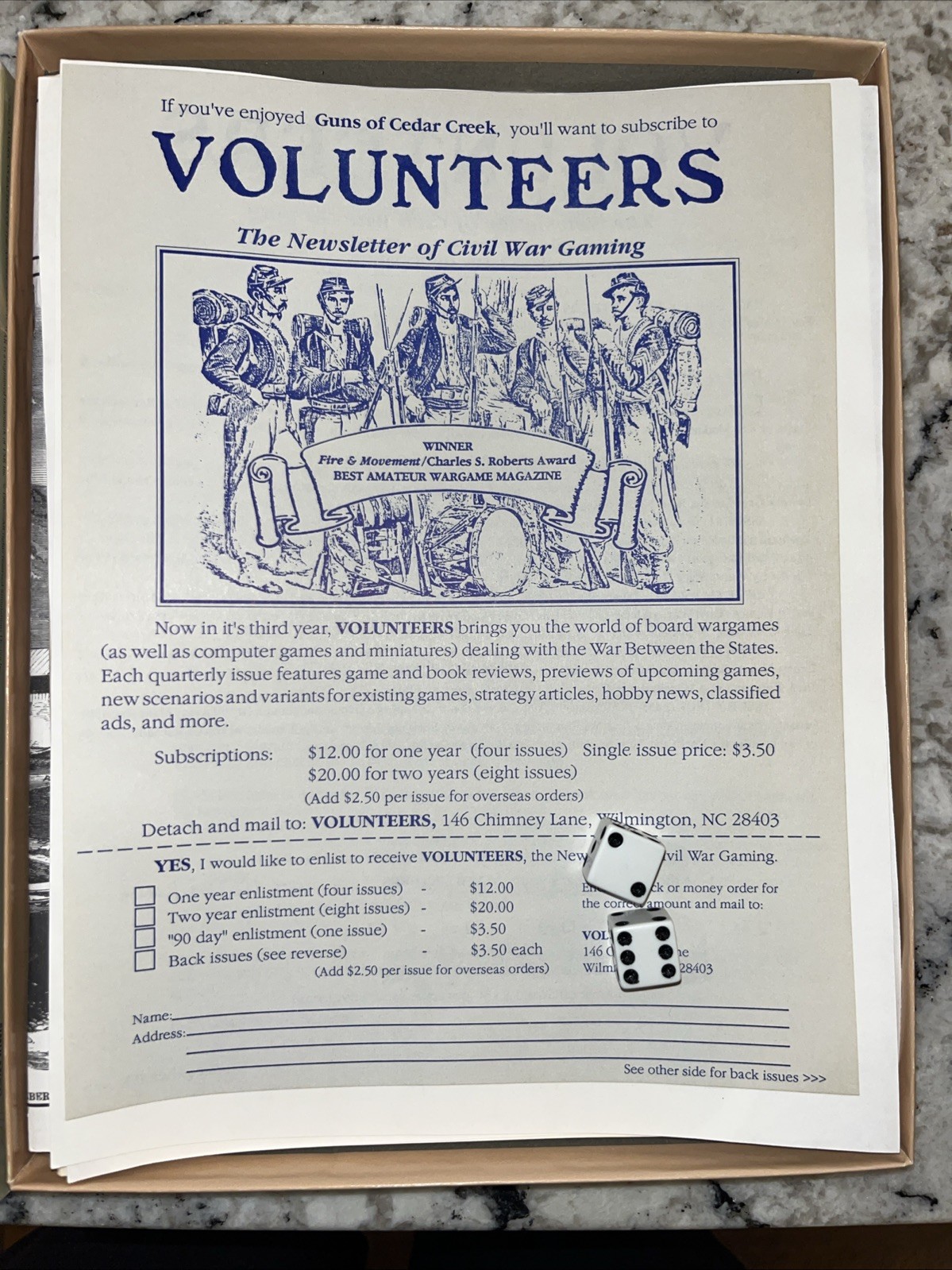 Simulation Design Wargame Guns of Cedar Creek Box VG+excellent!! Counters unused