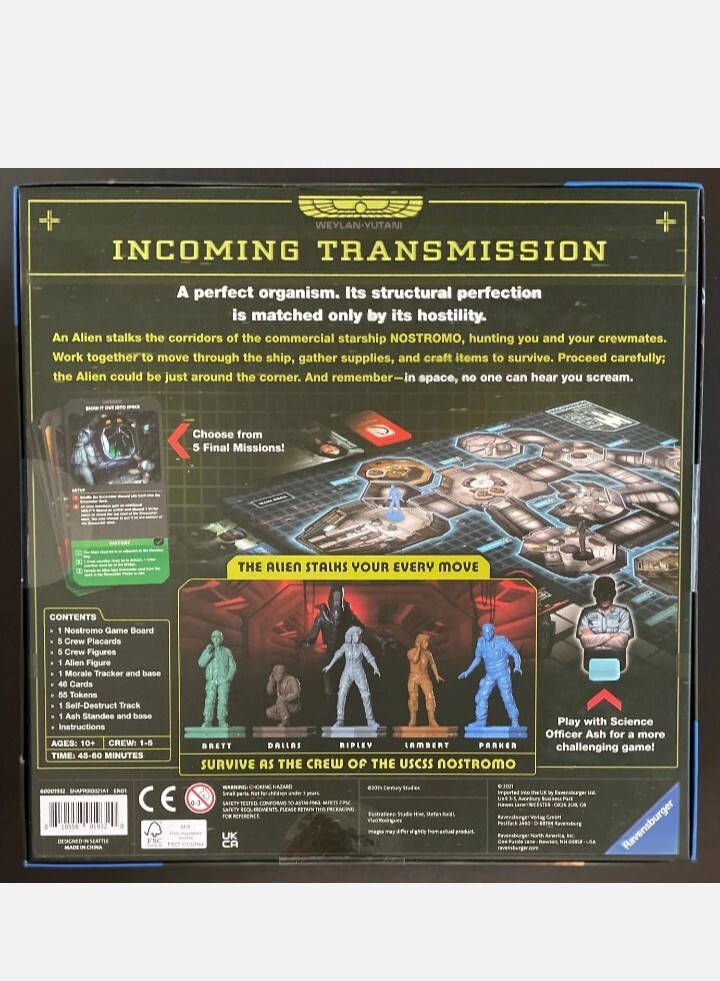 Alien / Fate of The Nostromo / Board Game / 6 figures / 5final missions