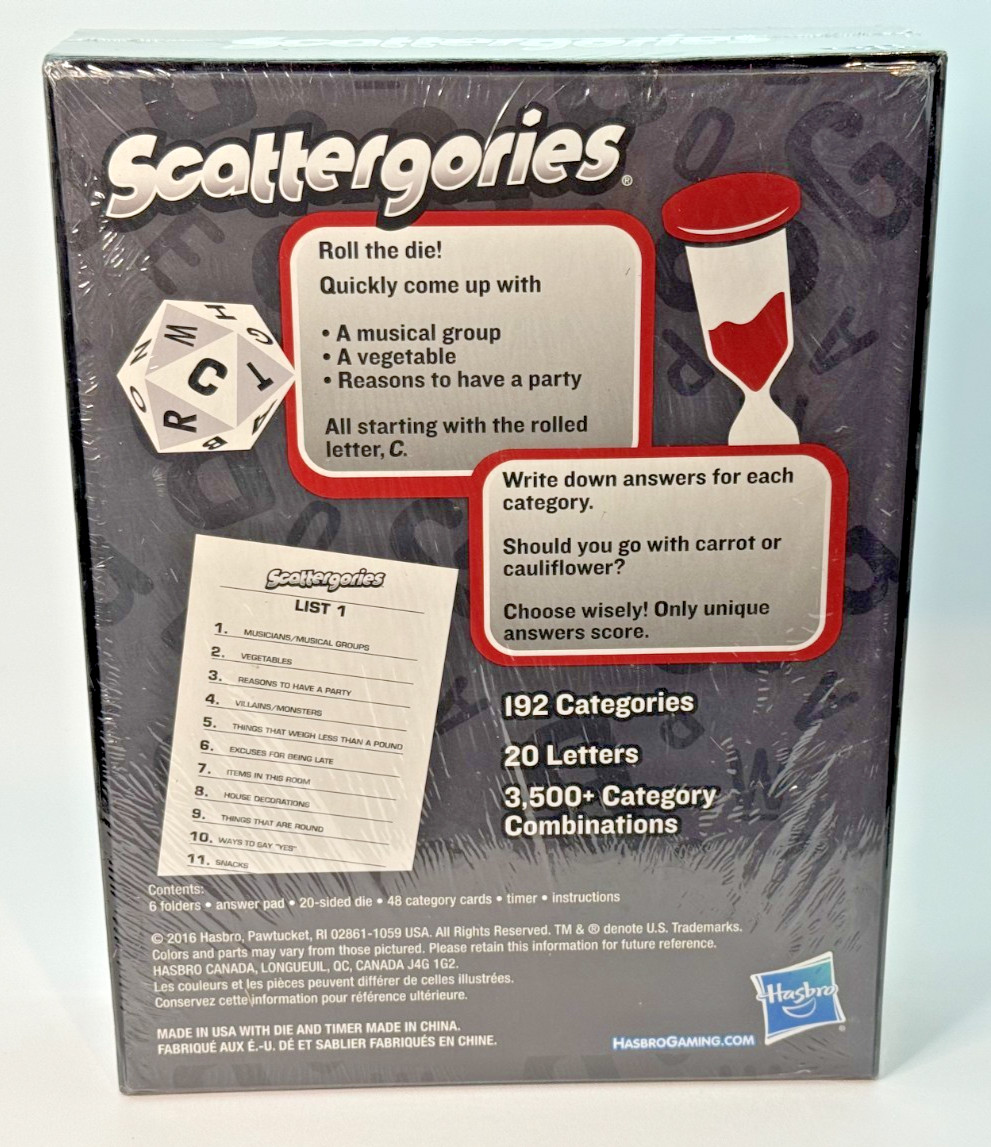 Scattergories by Hasbro Gaming | 2016 | C1941 | Ages 12 & Up | NEW SEALED!