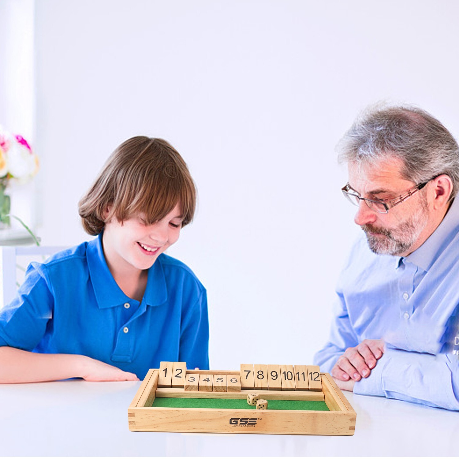 12 Number Wooden Shut The Box Dice Game Board Set Family Pub Bar Dice Board Game