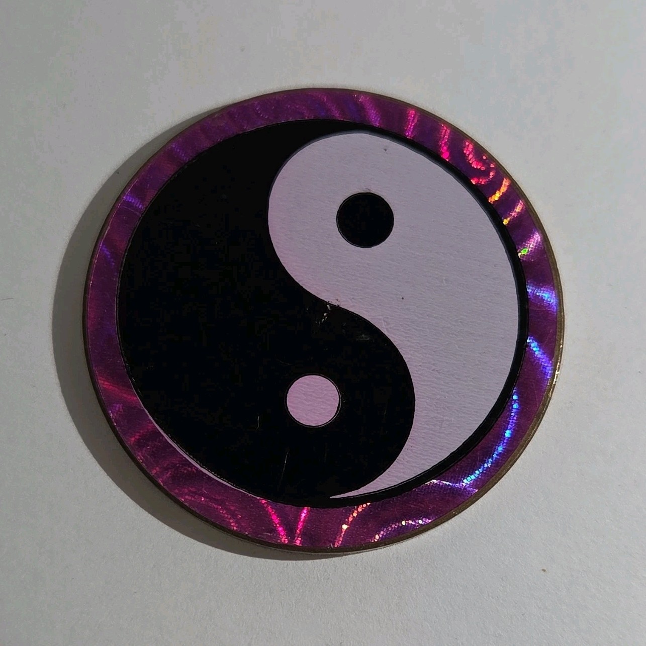 Metal Pogs Slammer Yin Yang Holographic Black & White w/ Purple Border