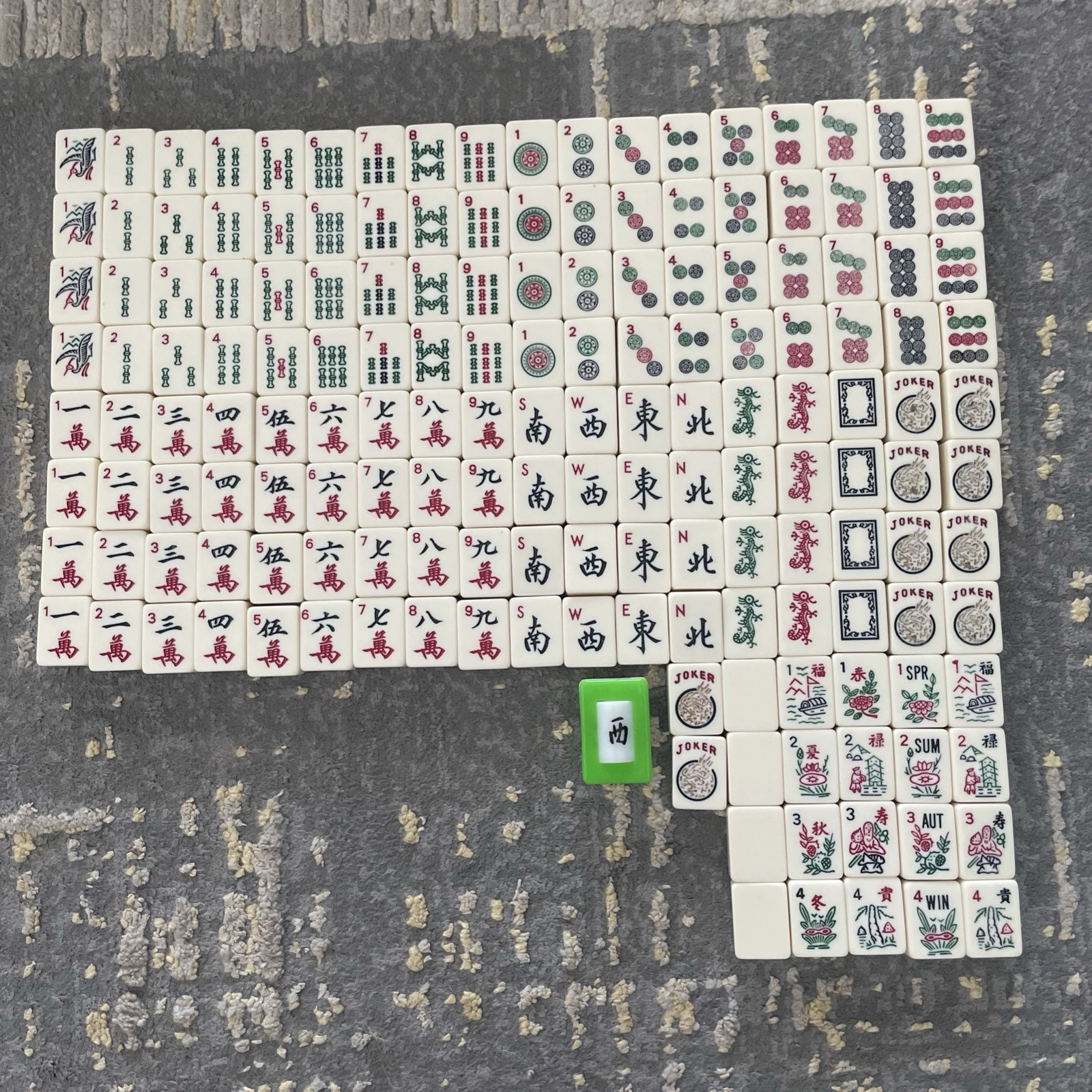 VTG American Mah Jongg Set Taiwan 166 Tiles 1986 Wright-Patt 1996-98 NMJL Cards