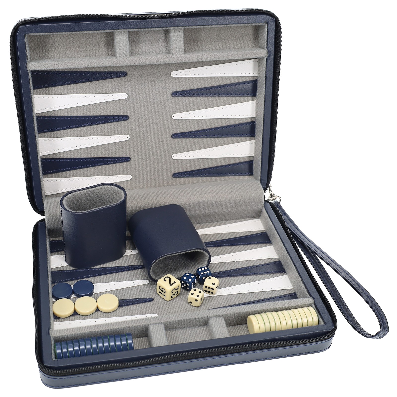 WE Games Magnetic Backgammon Set, Leatherette Case, Carrying Strap – Travel Size