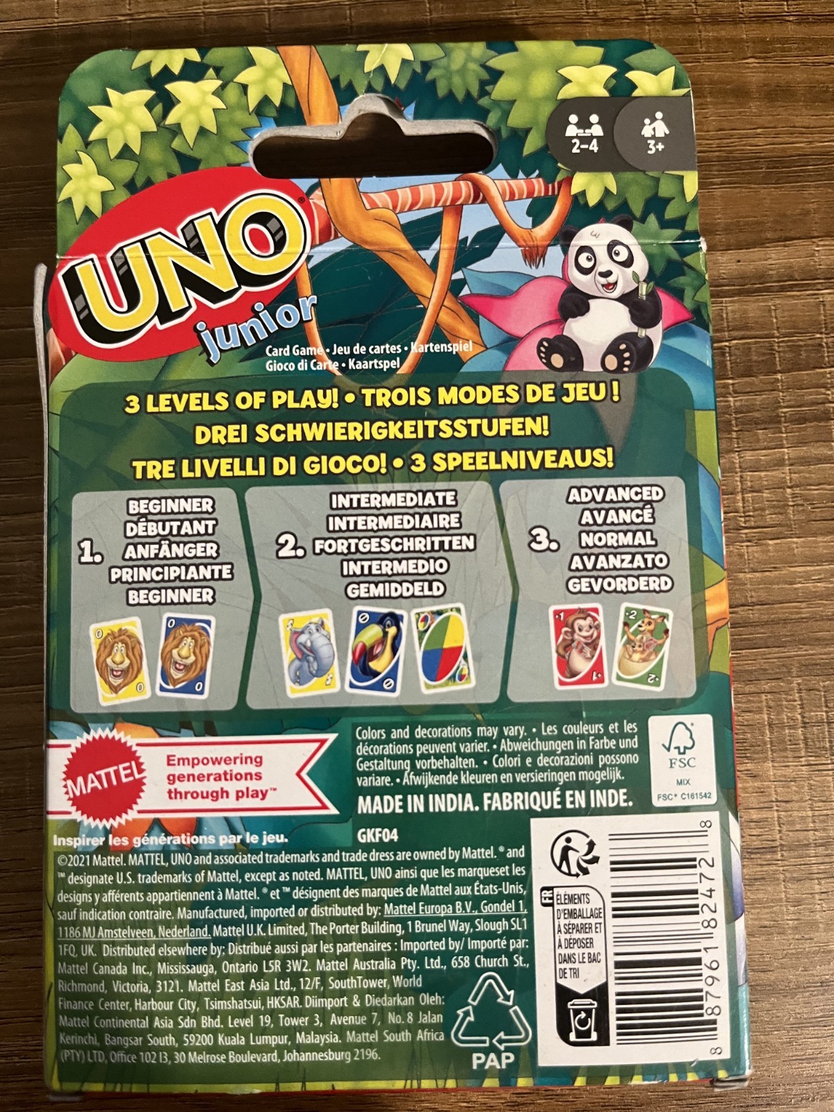 UNO NEW SEALED Junior Card Game 56 Cards Gift Kids 3 Years Old & Up, 2 players