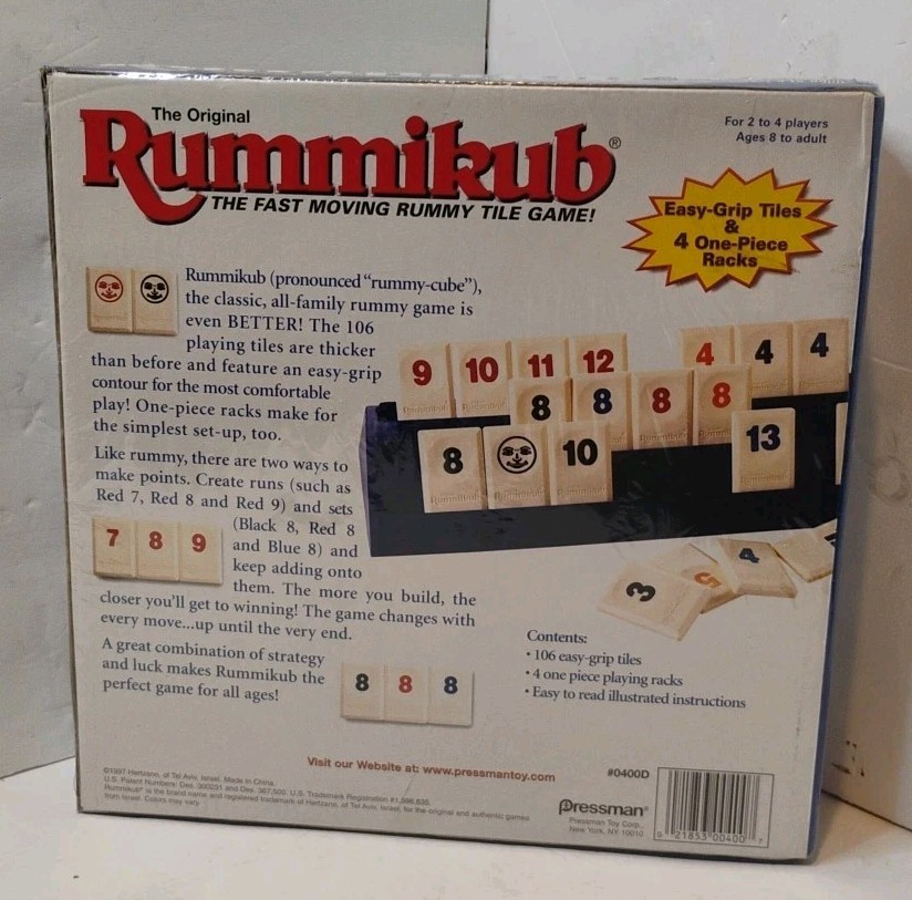 1997 The Original Rummikub Fast Moving Rummy Tile Game Pressman (0400D) NEW