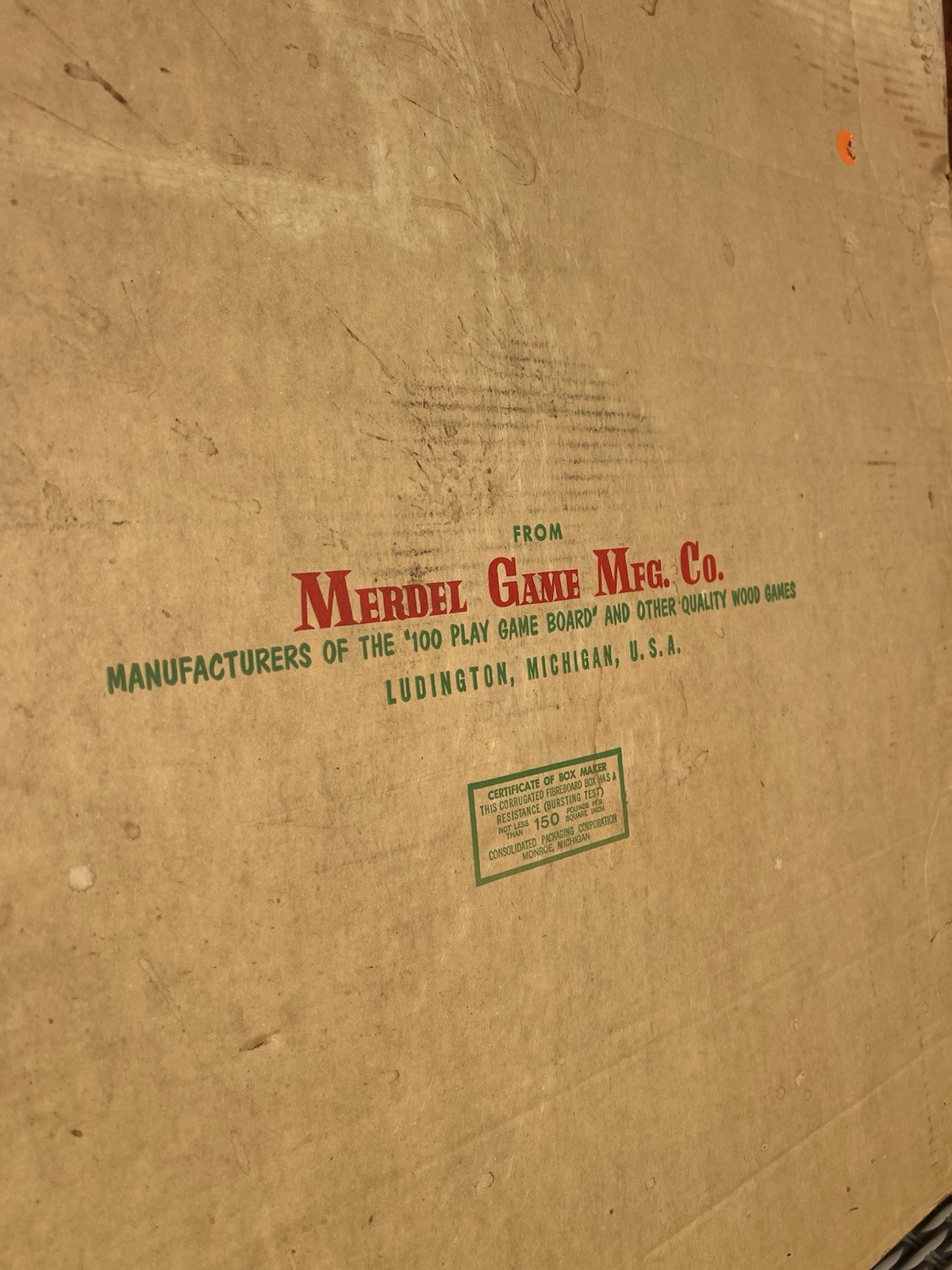 Vintage Merdel 28″ Carom Crokinole Game Board Double Sided Box Full Size READ
