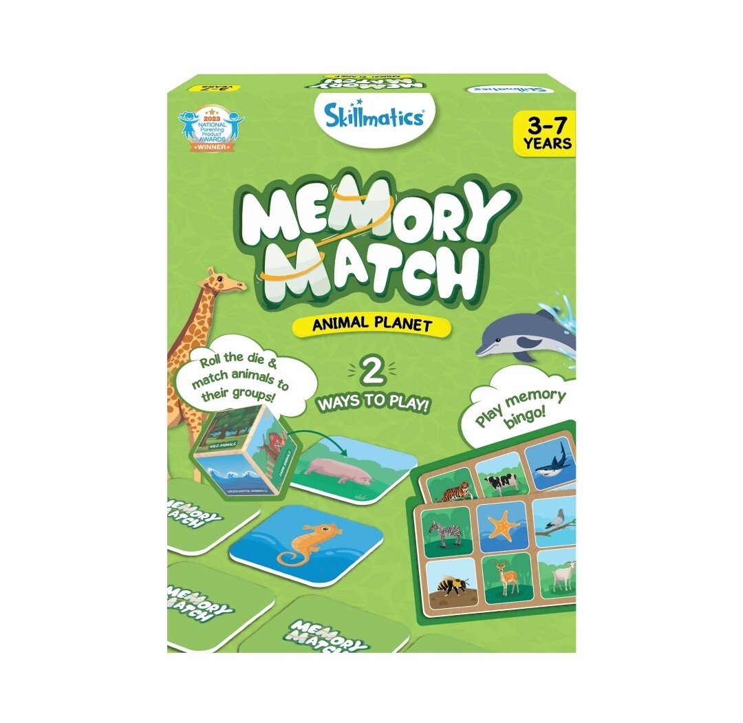 Skillmatics Board Game – Memory Match Animal Planet Flash Cards (3-7 Years) G1