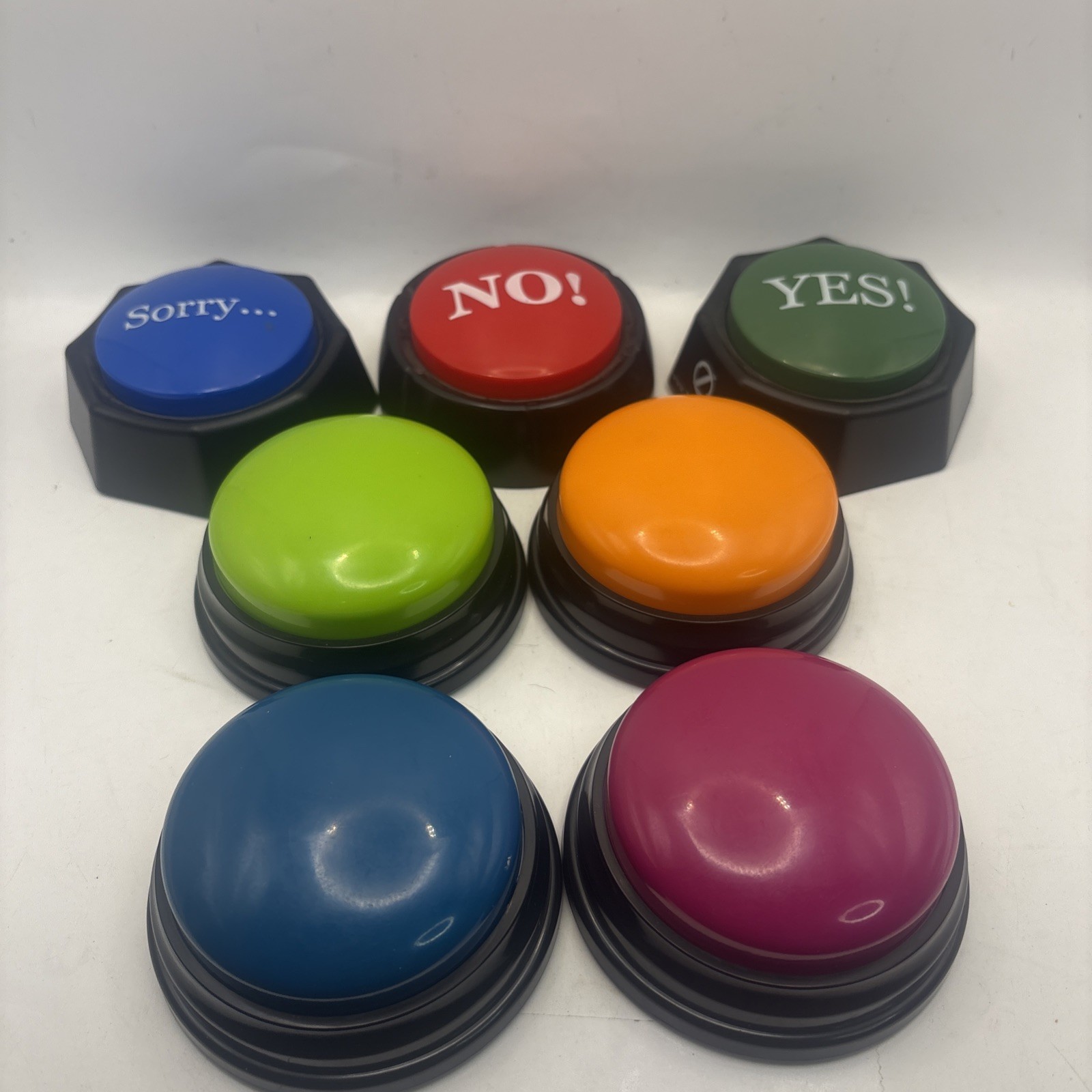 7 Novelty Game Show Answer Buzzers Sound Buttons Lot Yes No Sorry Classroom FUN
