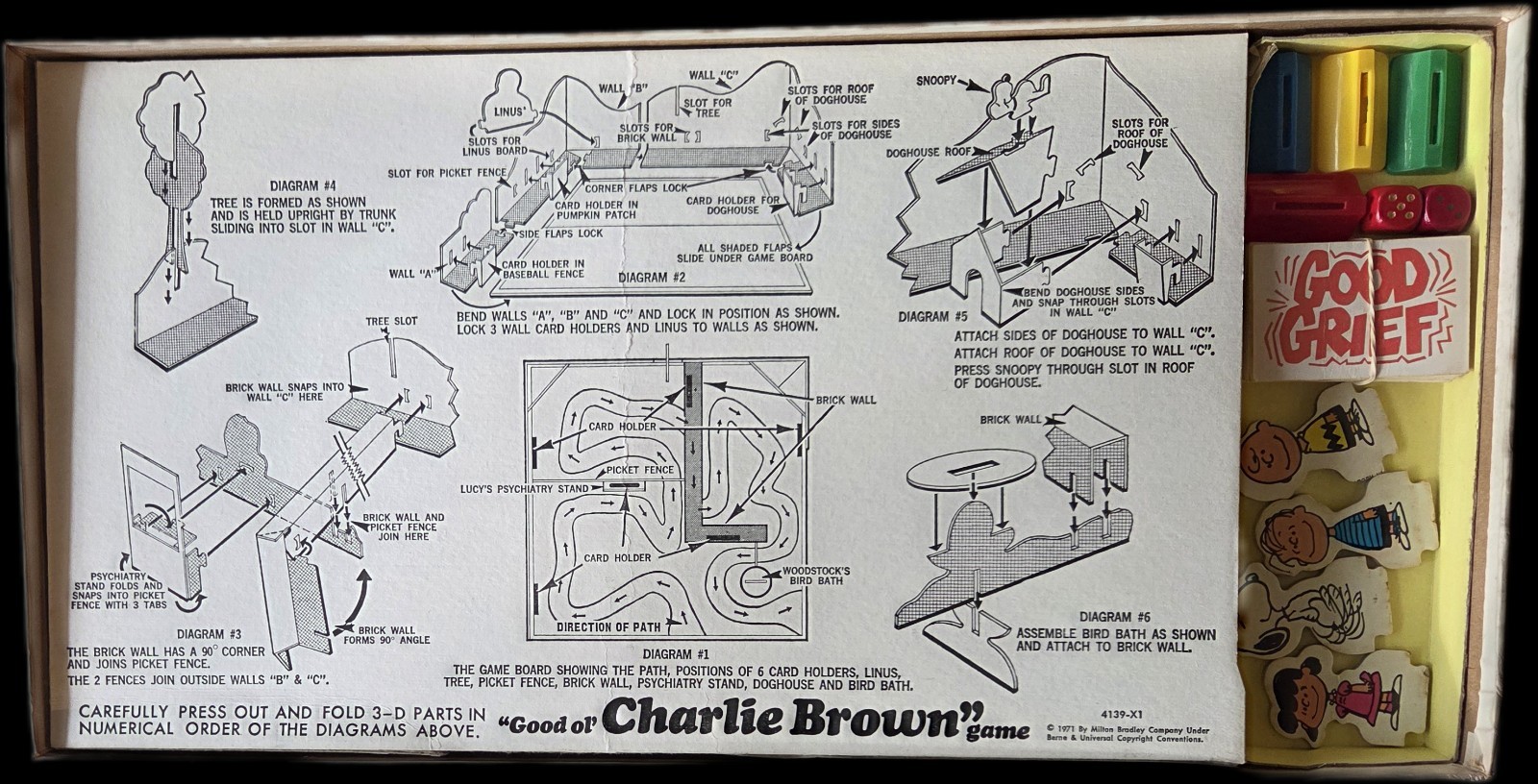 “GOOD OL CHARLIE BROWN” BOARD GAME Vintage MB 1971 100% COMPLETE PEANUTS SNOOPY