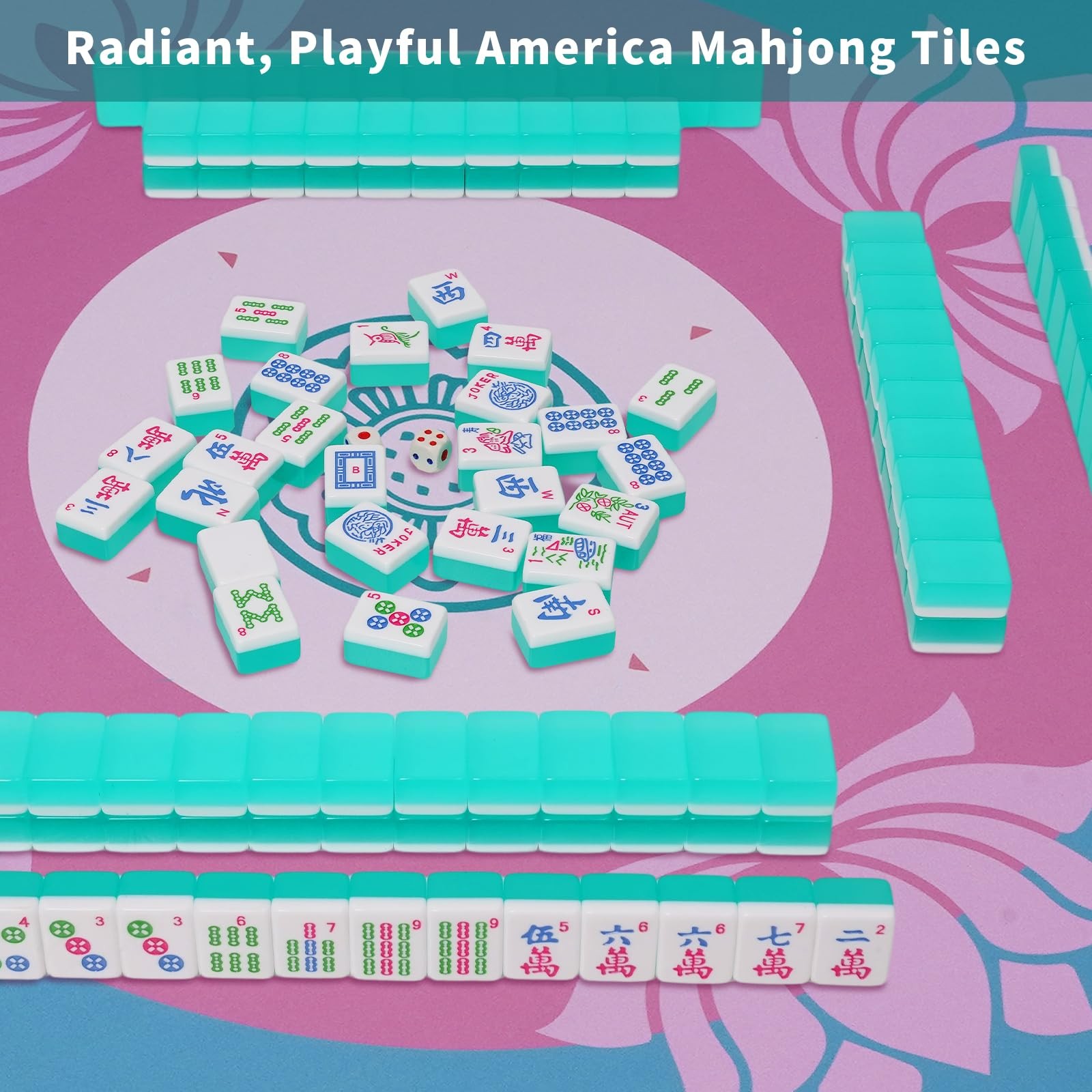 Mahjoy Mahjong Tile Set, American Mahjong Tile Set with 2 Dice, 166 Engraved …