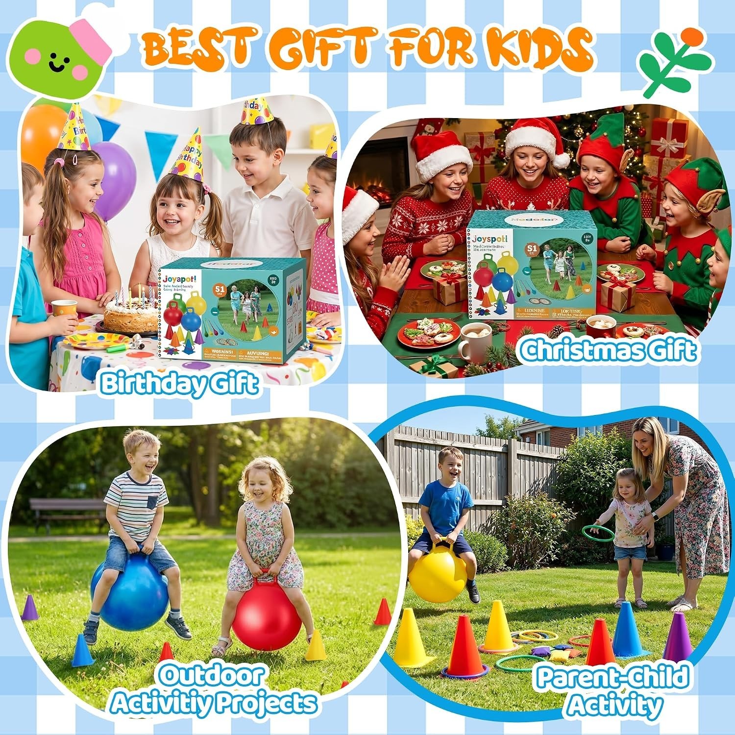 53pcs Carnival Outdoor Games Set for Kids Backyards Parties Blue Red Yellow