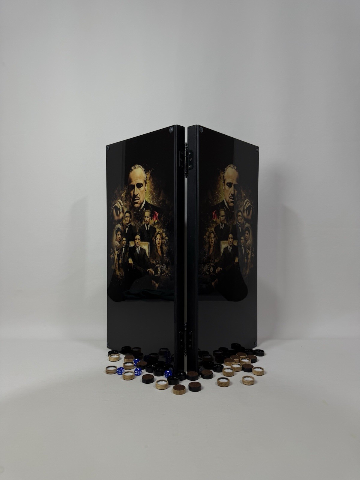 The Godfather Backgammon Board – Handmade Ash Wood & Glass Set, Luxury Gift