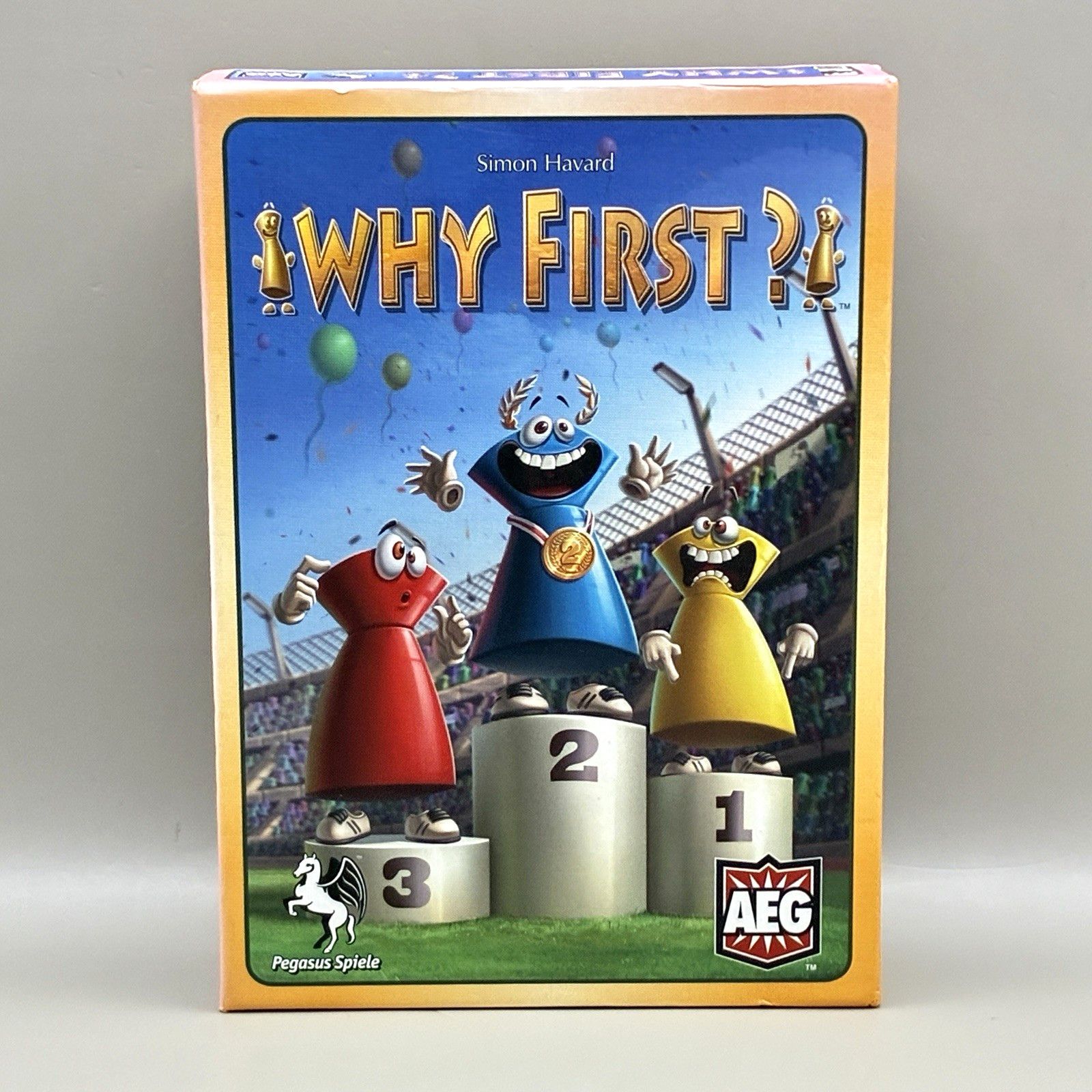 Why First? Board Game 2015 Simon Havard AEG Pegasus Spiele COMPLETE