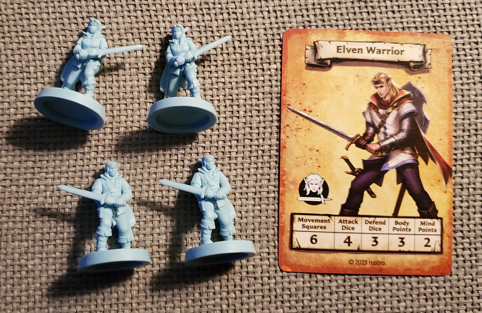 HeroQuest Mage Of The Mirror 4x Elven Warrior Minis & Card D&D