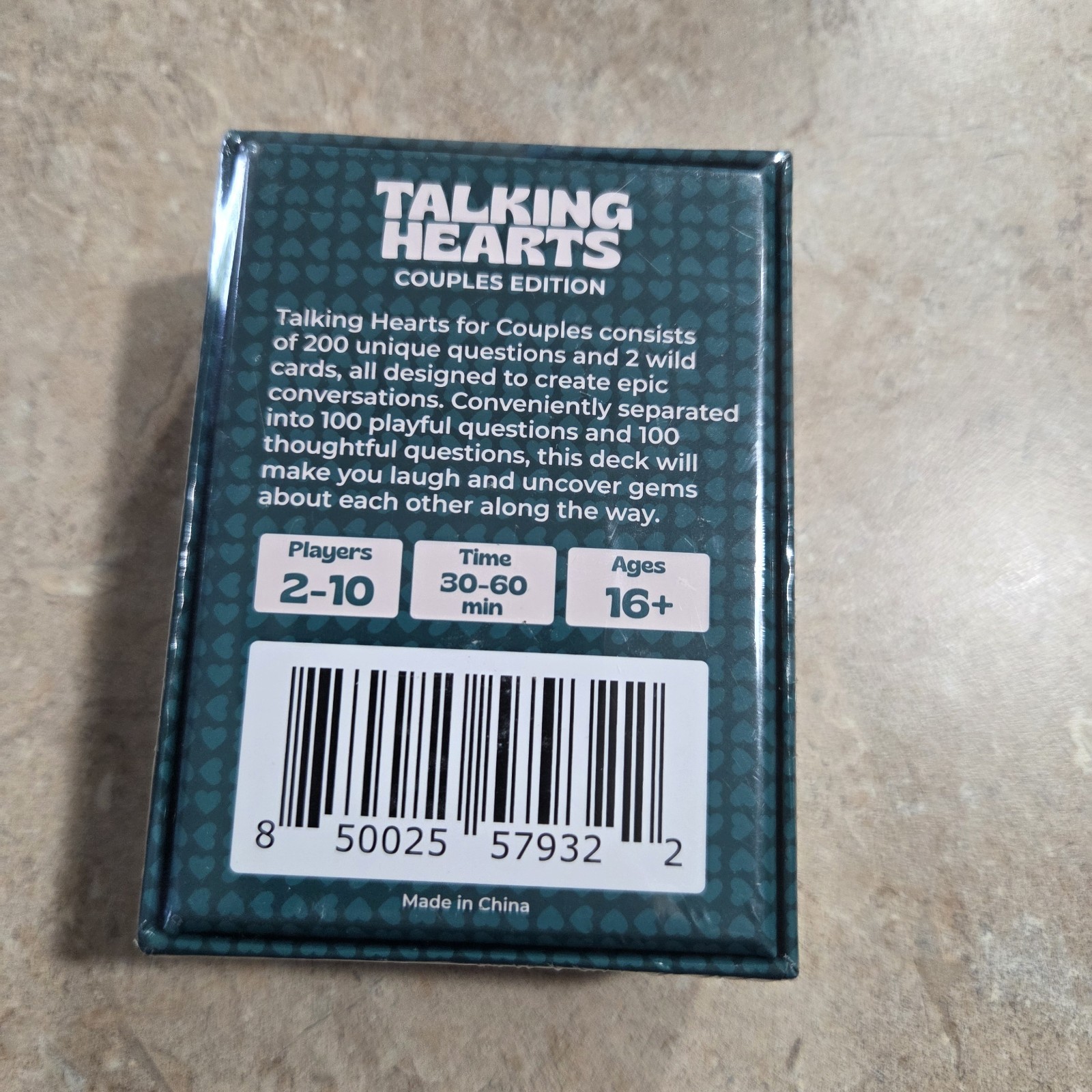 Talking Hearts Couples Edition Card Game, Teal – 200 Questions