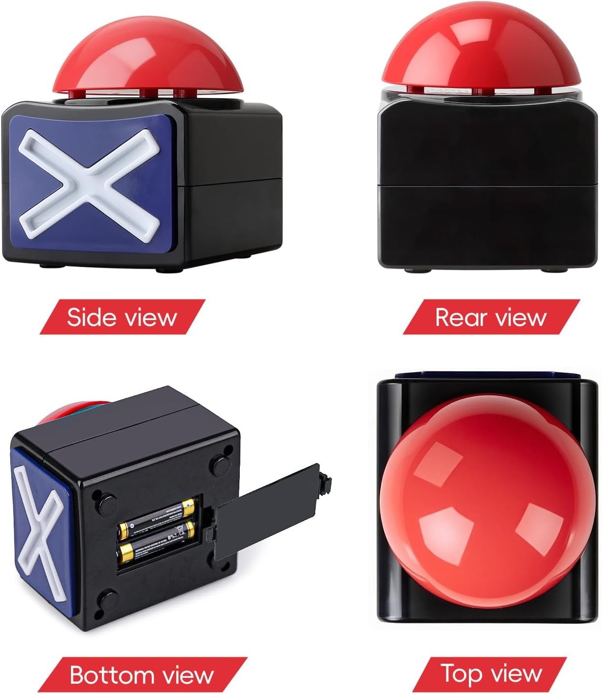 2 Pack Game Buzzers with Lights & Sound – Quiz Buzzer Buttons for Family Feud