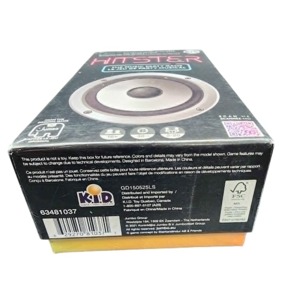 Jumbo Hitster Music Party Game Black Neon Retro Spotify Trivia Card Game New