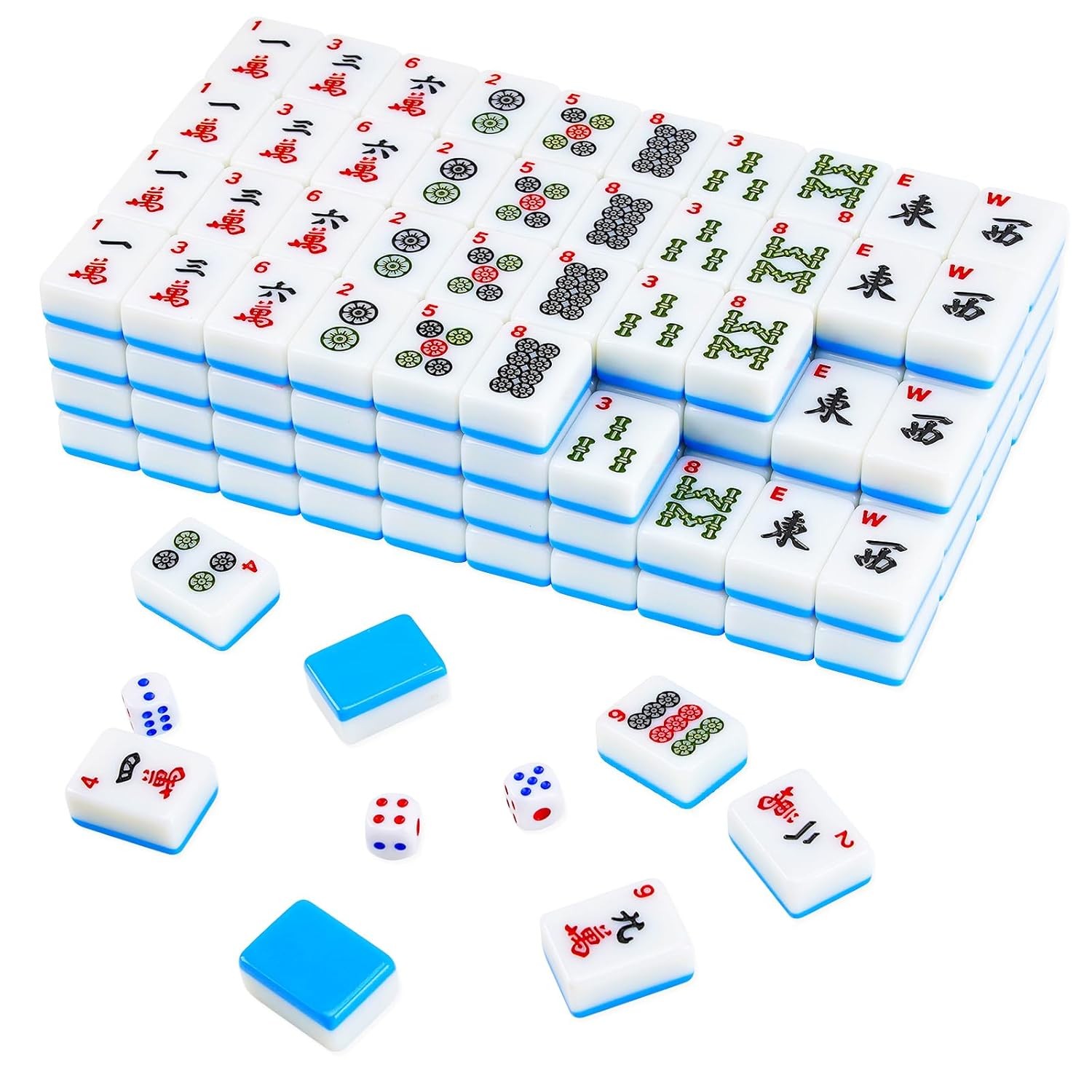 166 Piece American Mahjong Tile Set 1.2 Inch Mahjong Tiles with 3 Dices and