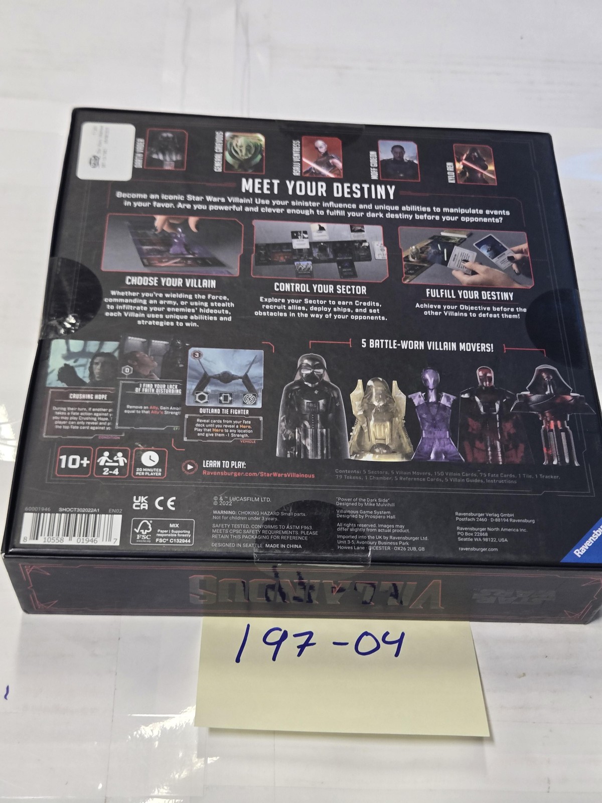 Ravensburger Star Wars Villainous Power Of Dark Side Game 2-4 10+ New Sealed