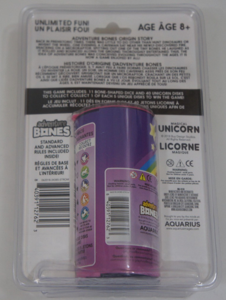 BRAND NEW Adventure Bones Magical Unicorn Dice Game Aquarius w/ Travel Container