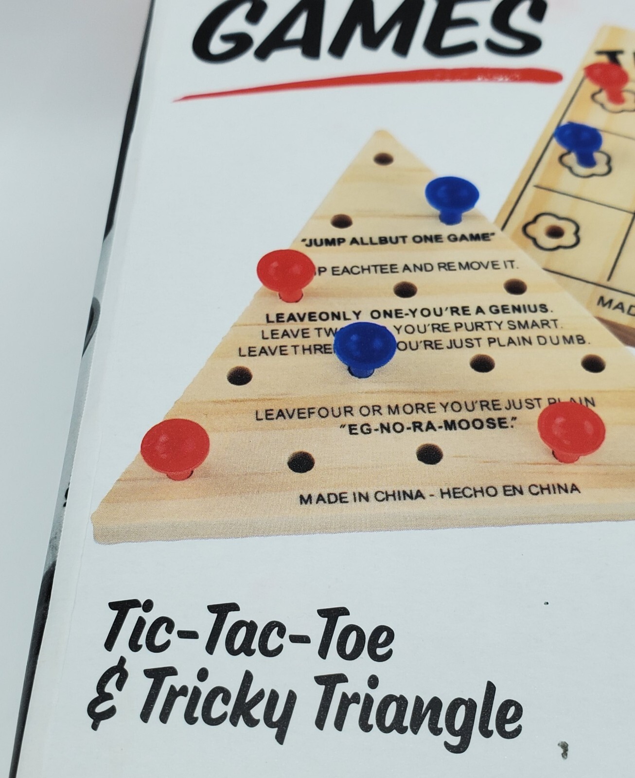 Mini 2 PC Wooden Games Tic Tac Toe & Tricky Triangle Table Family Classic Home
