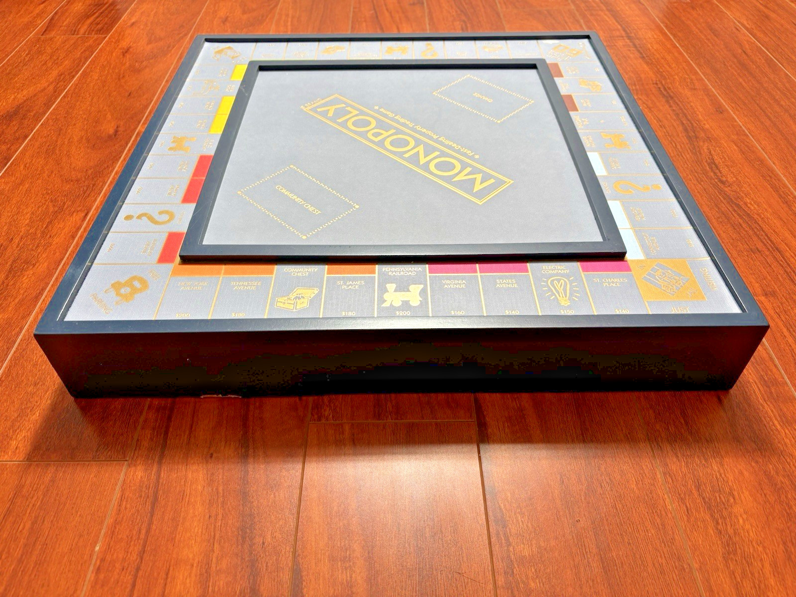 Monopoly Luxe Edition Wooden Board Game Navy Blue Gold Foil WS Game Company