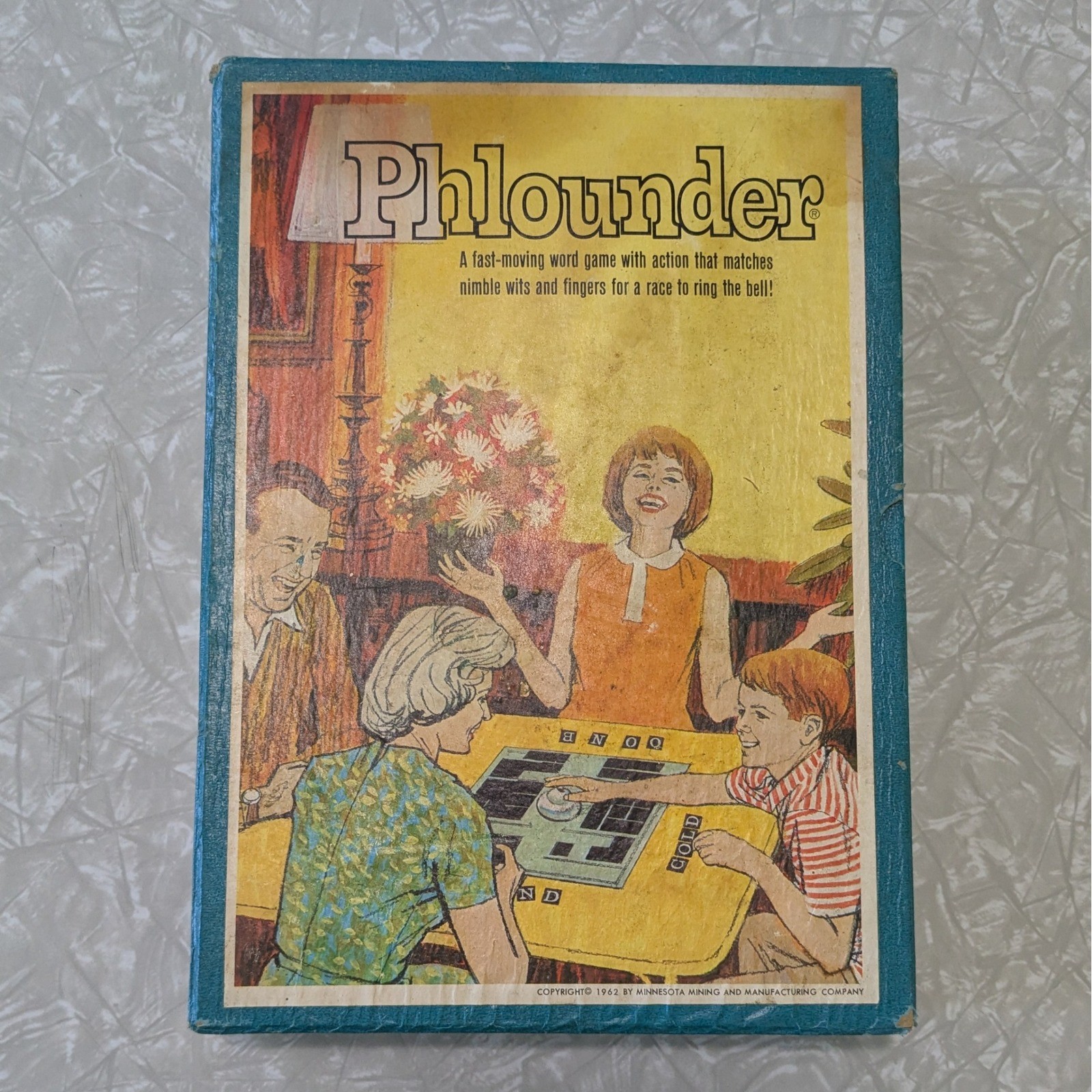 Vintage 1962 Phlounder 3M Bookshelf Game Word Action Game Complete 2-4 Players