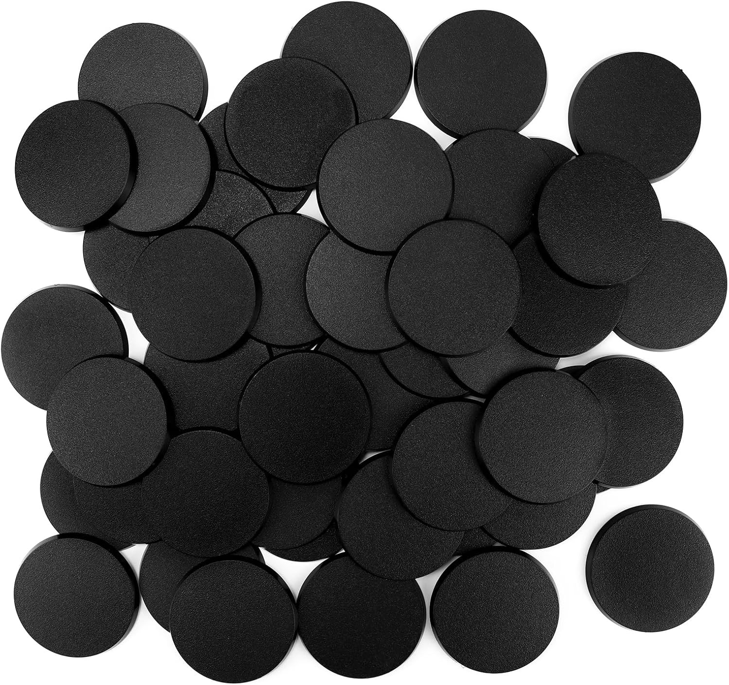 30PCS 60mm/2.36inch Textured Plastic Black Round Miniature 60mm-30pcs-black