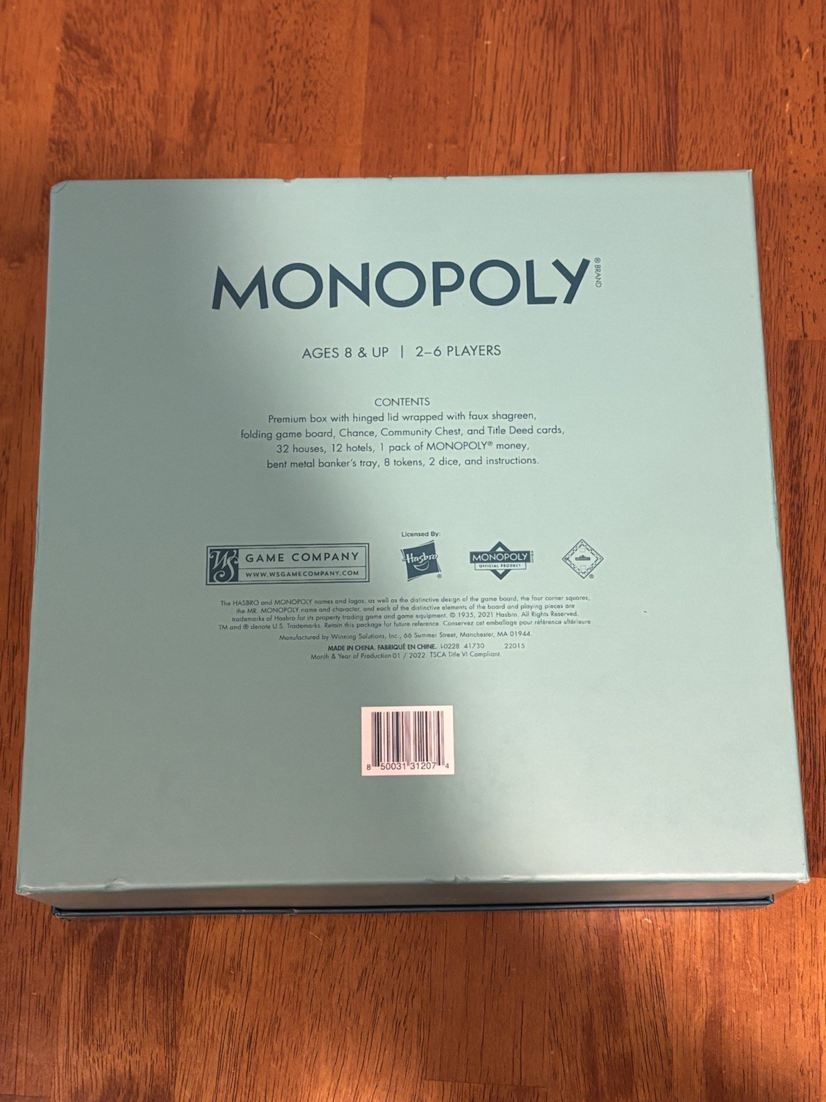 WS Game Company MONOPOLY Del Mar Shagreen Edition Luxury Board Game Brand New