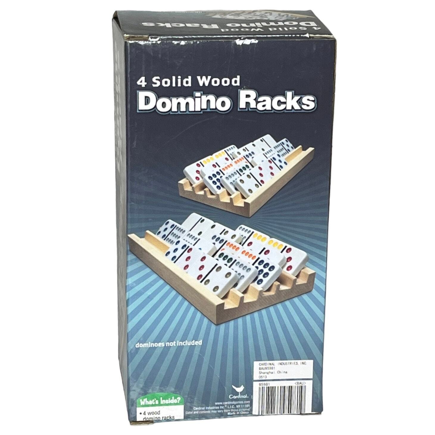 VTG Set 55pc Double Nine JUMBO Color Dot DOMINOES + 4 Wooden DOMINOE RACKS New