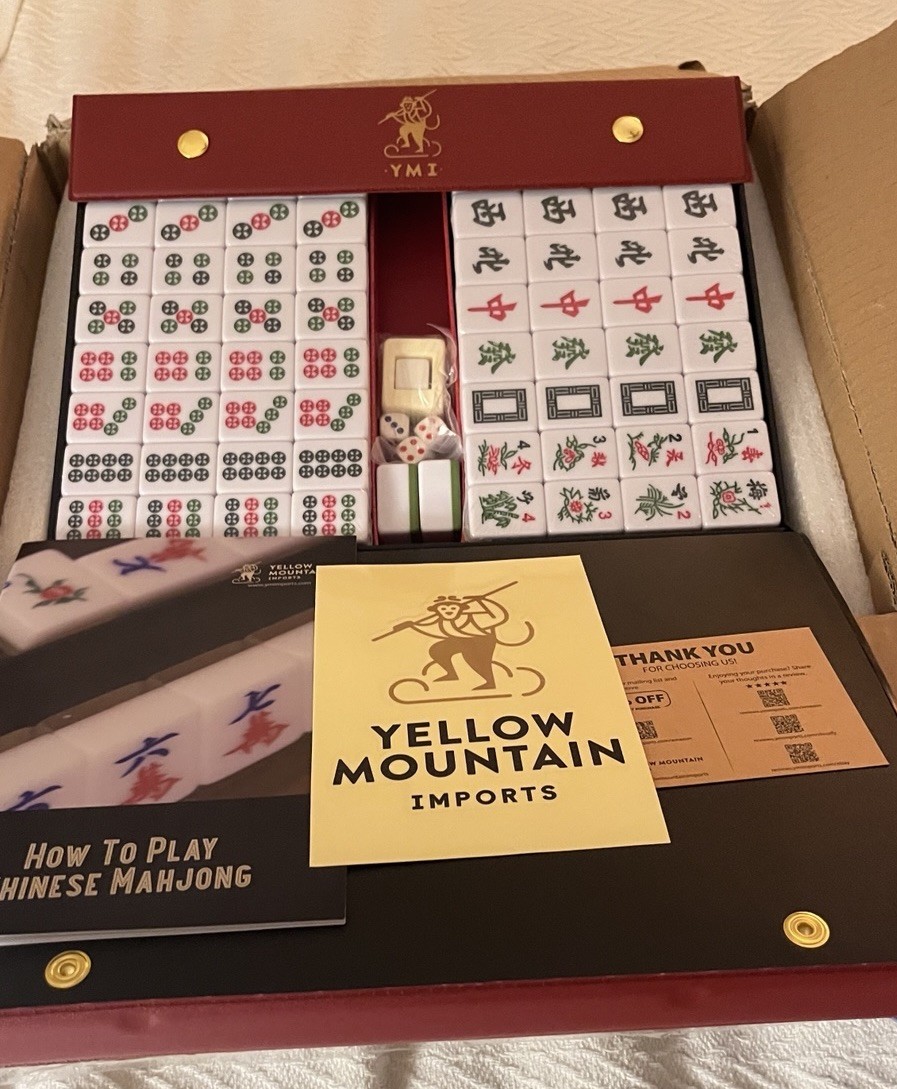 Chinese Mahjong Set X-Large 144 Numbered 1.5″ Tiles Majiang Mah-Jongg in Case