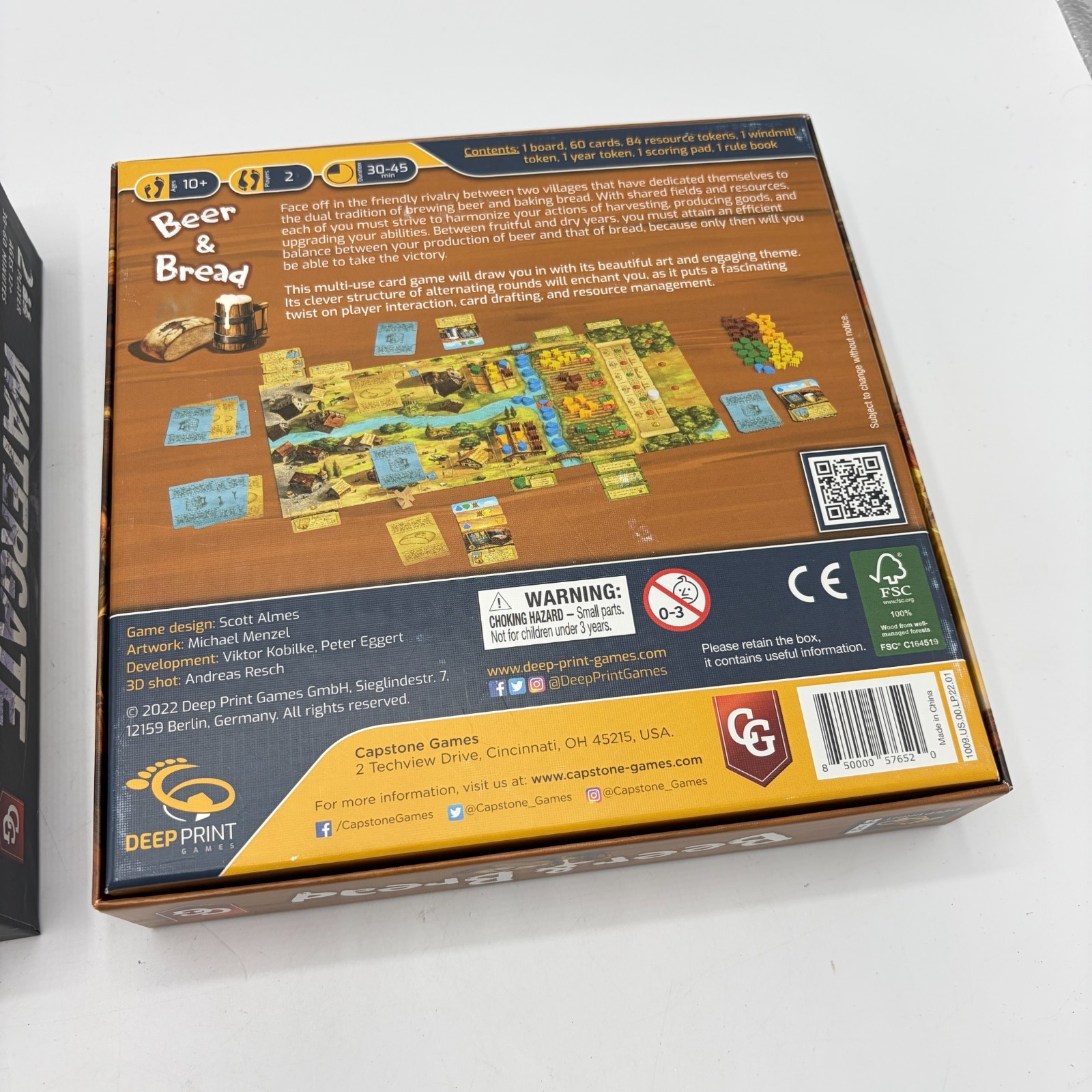 Board Game Lot of 2 Watergate + Beer & Bread Capstone Games 2 Player Strategy