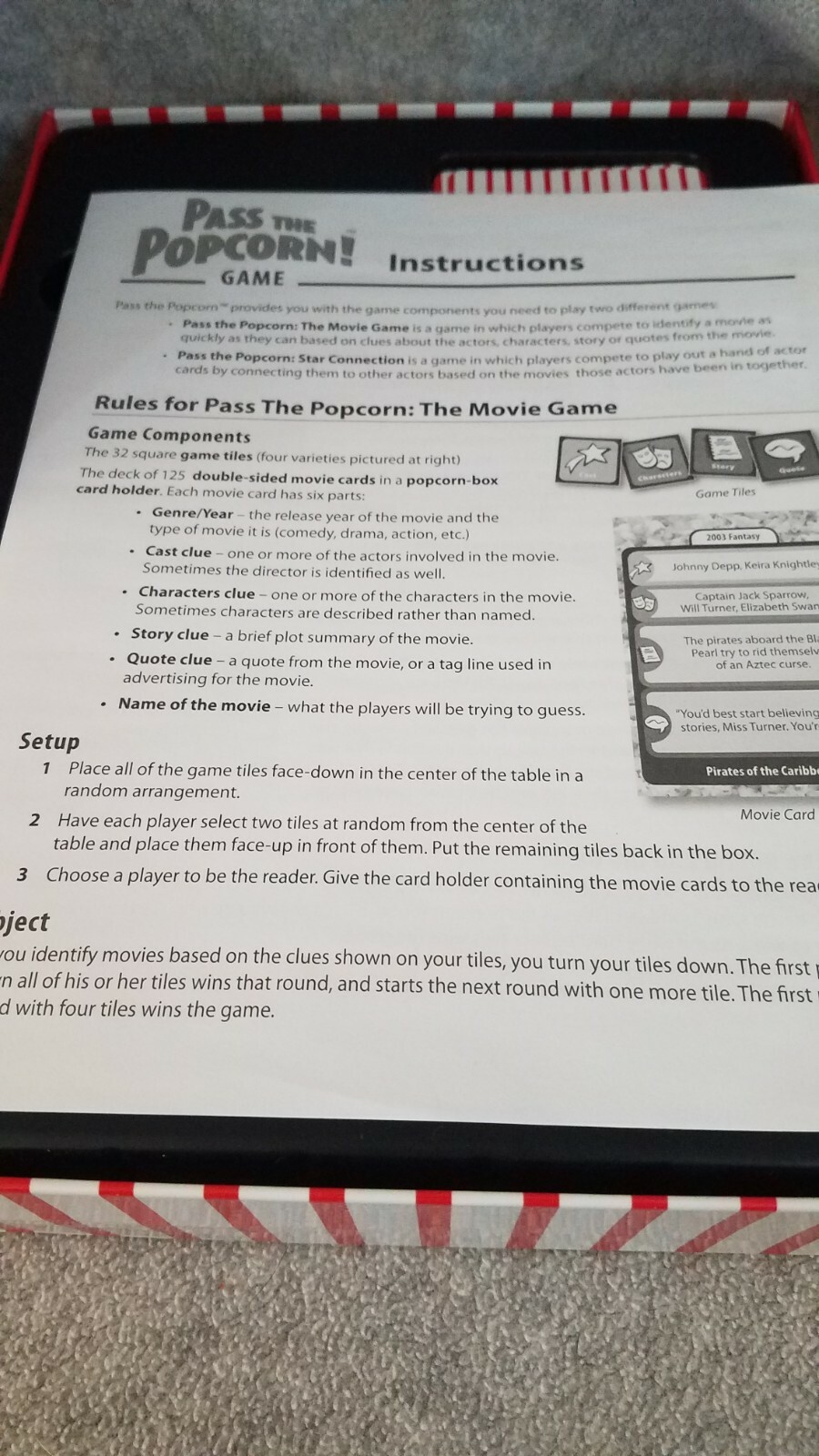 Pass the Popcorn Board Game COMPLETE