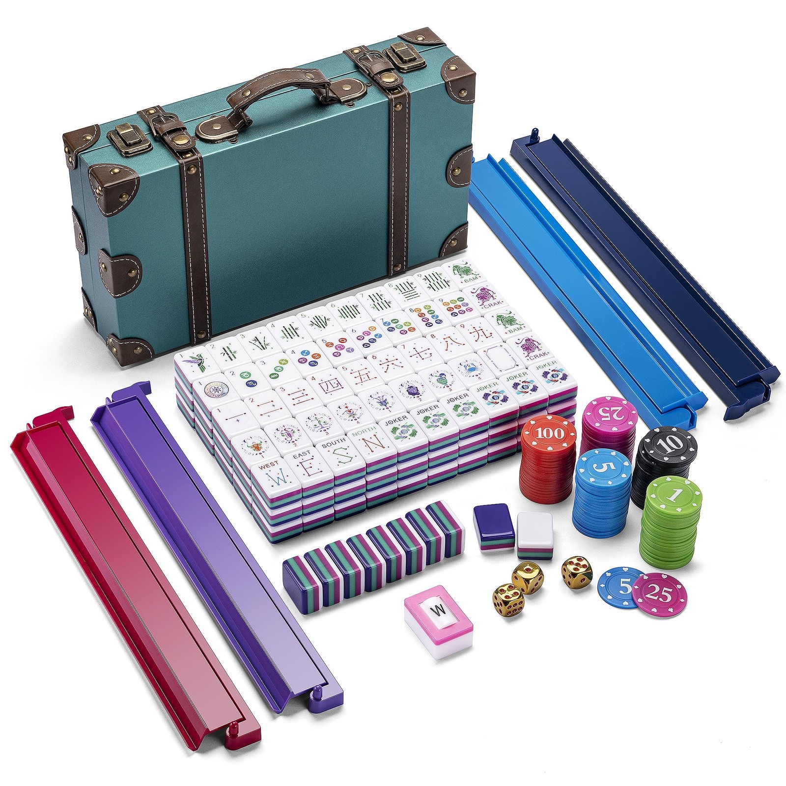 Topmahjing American Mahjong Tile Set – 160 Acrylic Tiles with 4 All-in-One Ma…