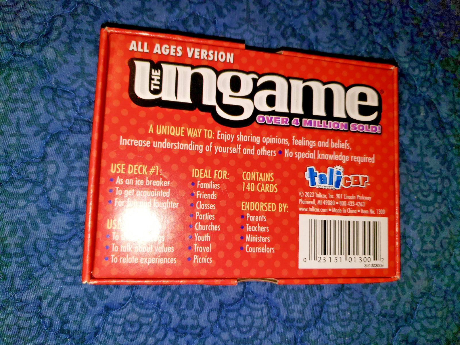 NEW Talicar “The Ungame” Families Version Card Game All Ages version