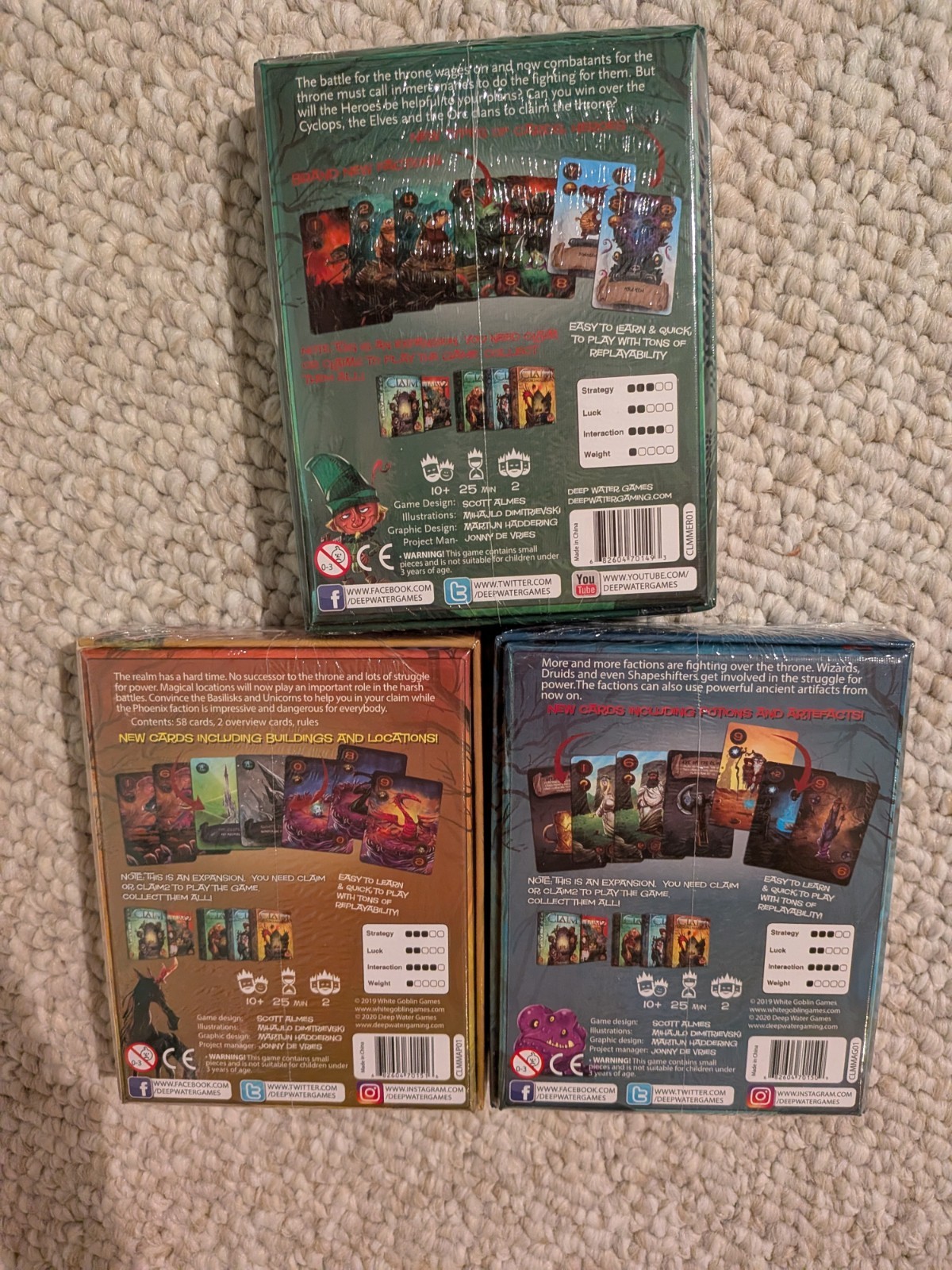 Claim: Reinforcements Card Game Expansion Lot; Maps, Magic, Mercenaries SEALED
