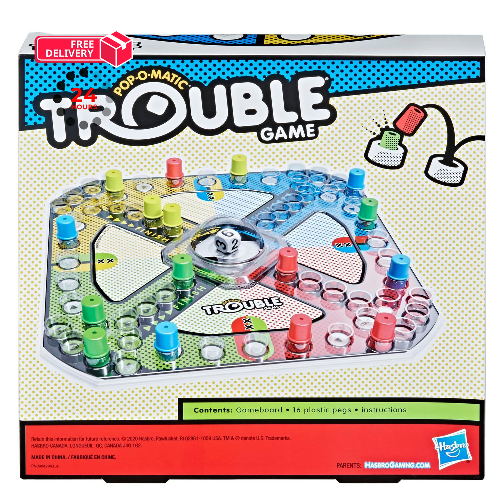 Hasbro Gaming Trouble Board Game for Kids Ages 2.0 H x 11.0 L x W, Vary