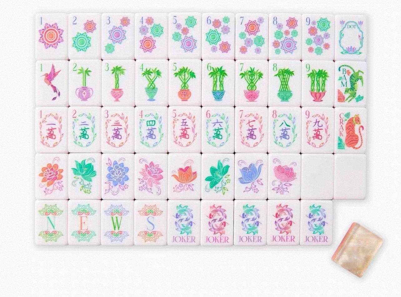 American Mahjong Game Set, 160 Pearlescent Layered Mah Jong Tiles,