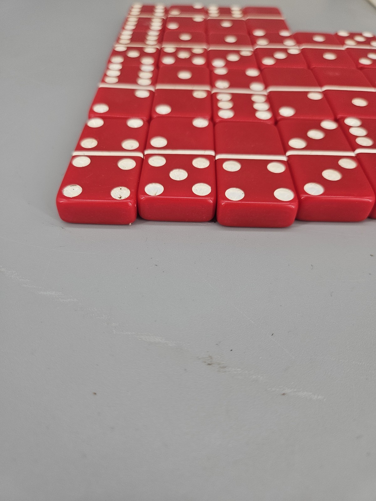 Vintage Extra Thick Marblelike Dominoes Puremco Mfg. Red W/ Box