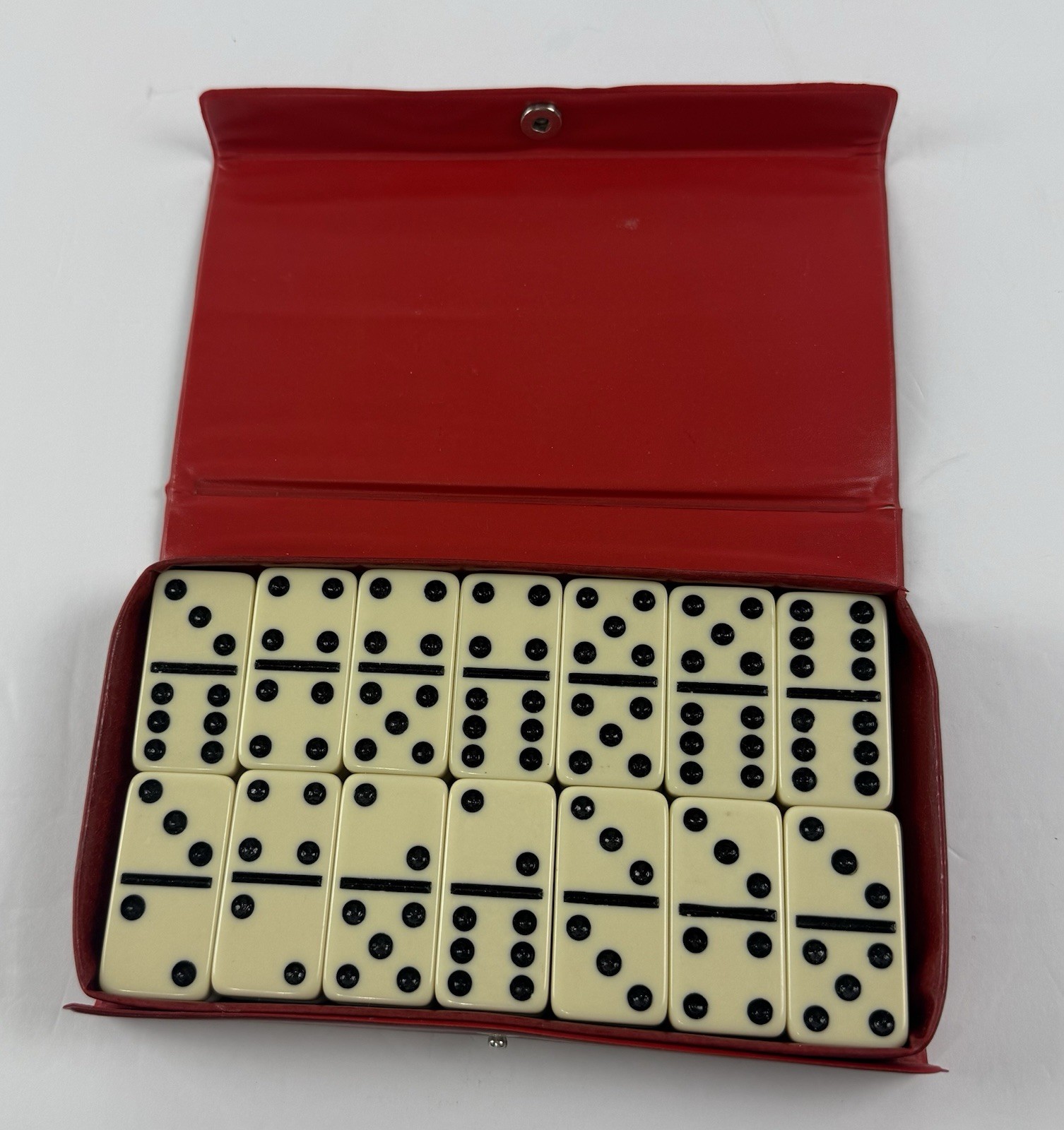 Dominoes Double Six Set Of 28 With Red Case Vintage Domino By Cardinal