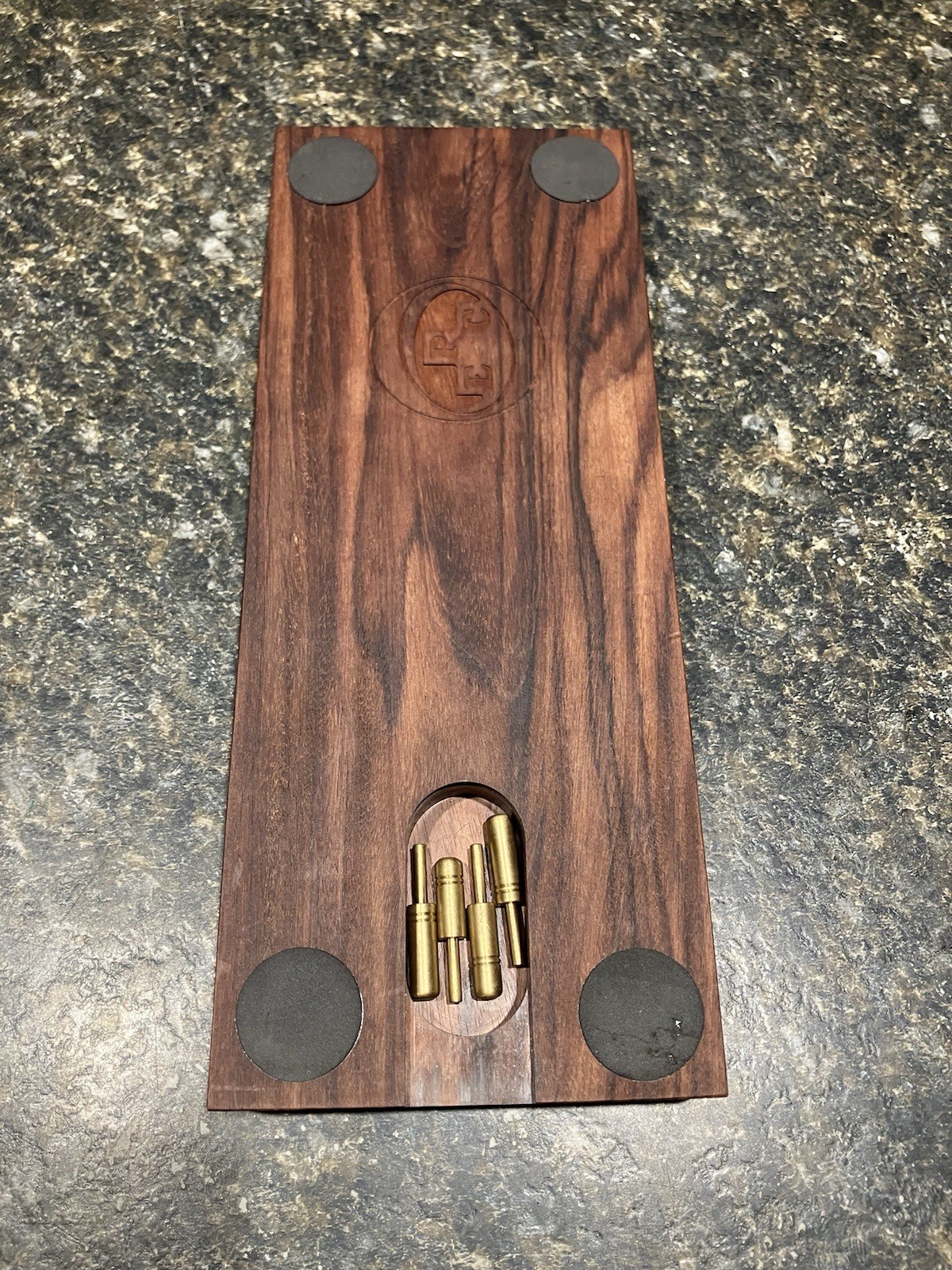 Heavy Walnut Cribbage Board Game With Metal Pins 3 player