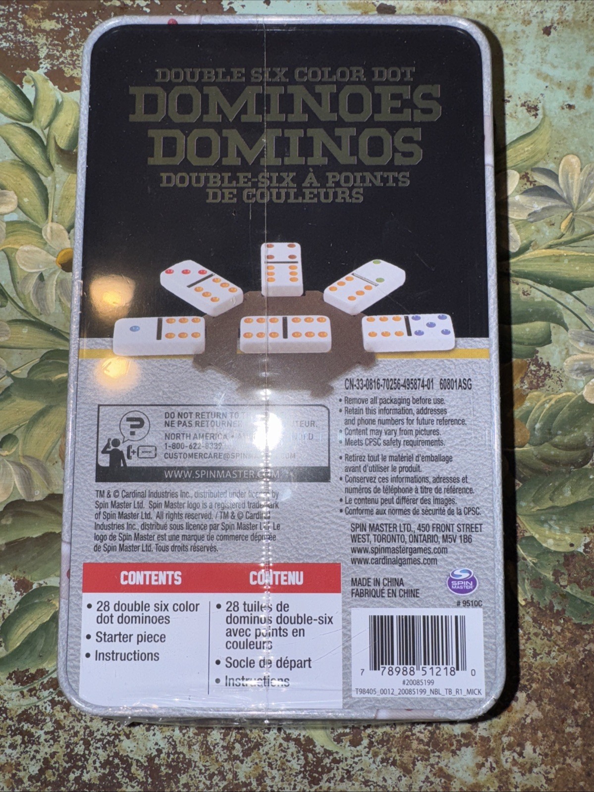New Double Six Color Dot Dominoes In Color Collectors Tin Box