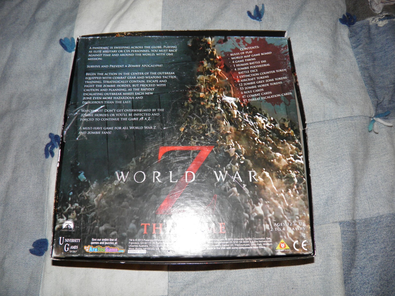 UNIVERSITY GAMES , WORLD WAR Z , THE GAME BOARD GAME – 2013 EDITION